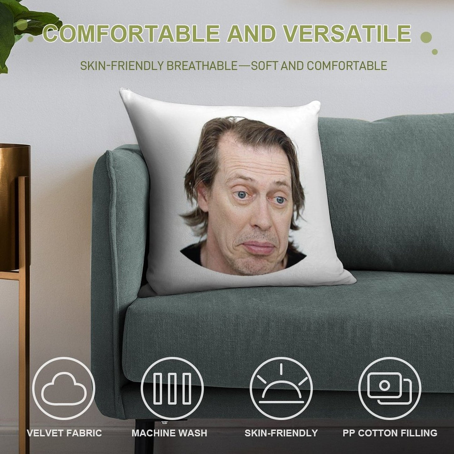 Steve Buscemi Meme Funny! Soft Shrink-Resistant Throw Pillow