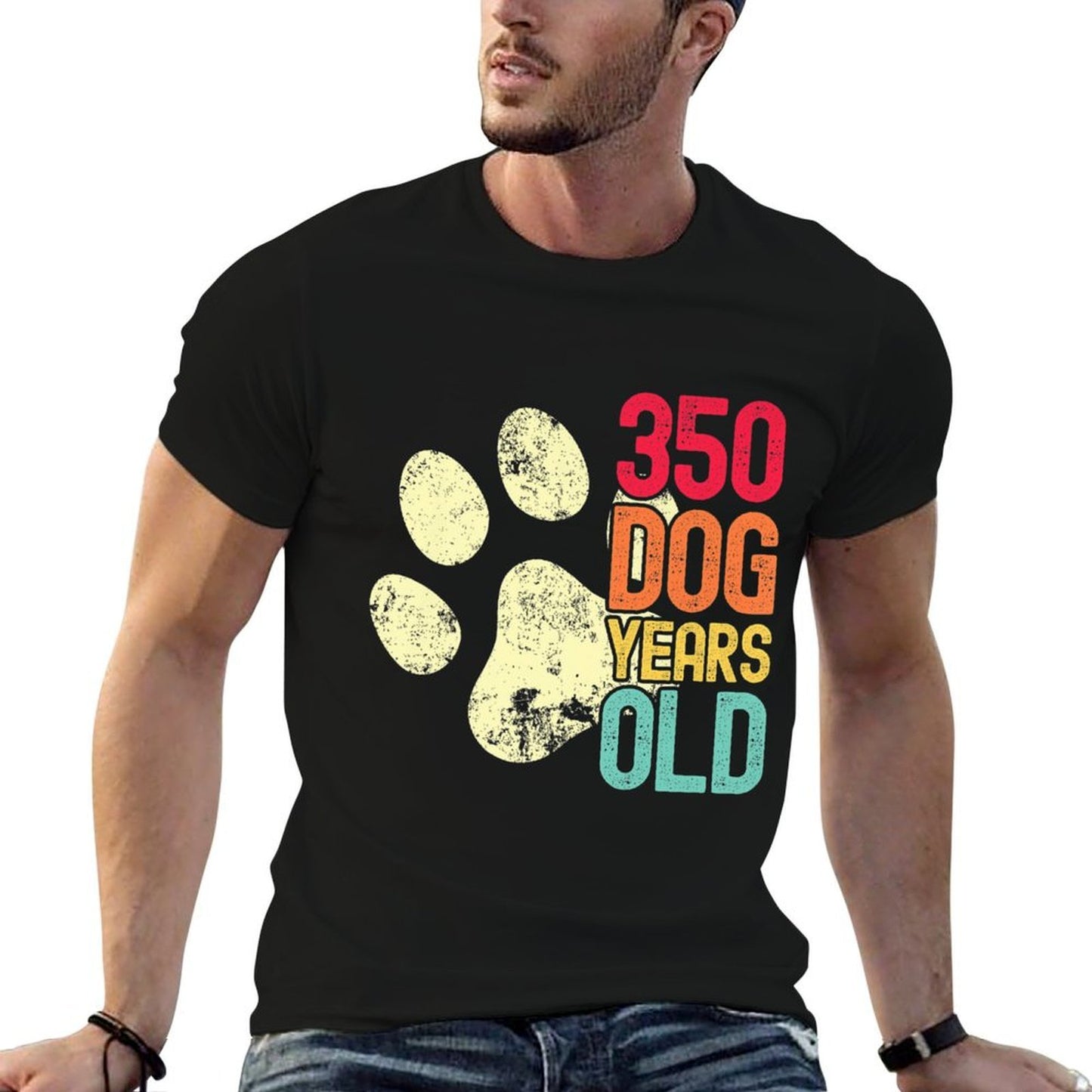 350 Dog Years Old Funny Dog Lovers 50th Birthday Premium  Oversized Silhouette T-Shirt