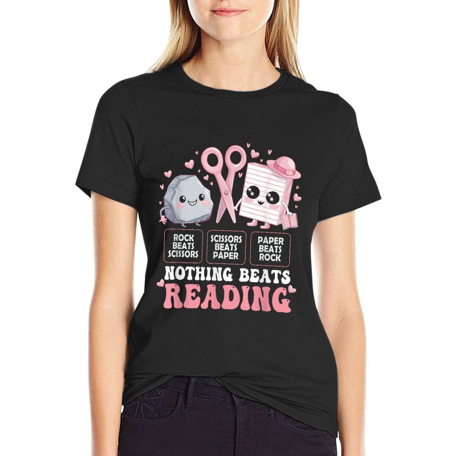 Nothing Beats Reading Book Librarian Rock Paper Scissors  Soft T-Shirt