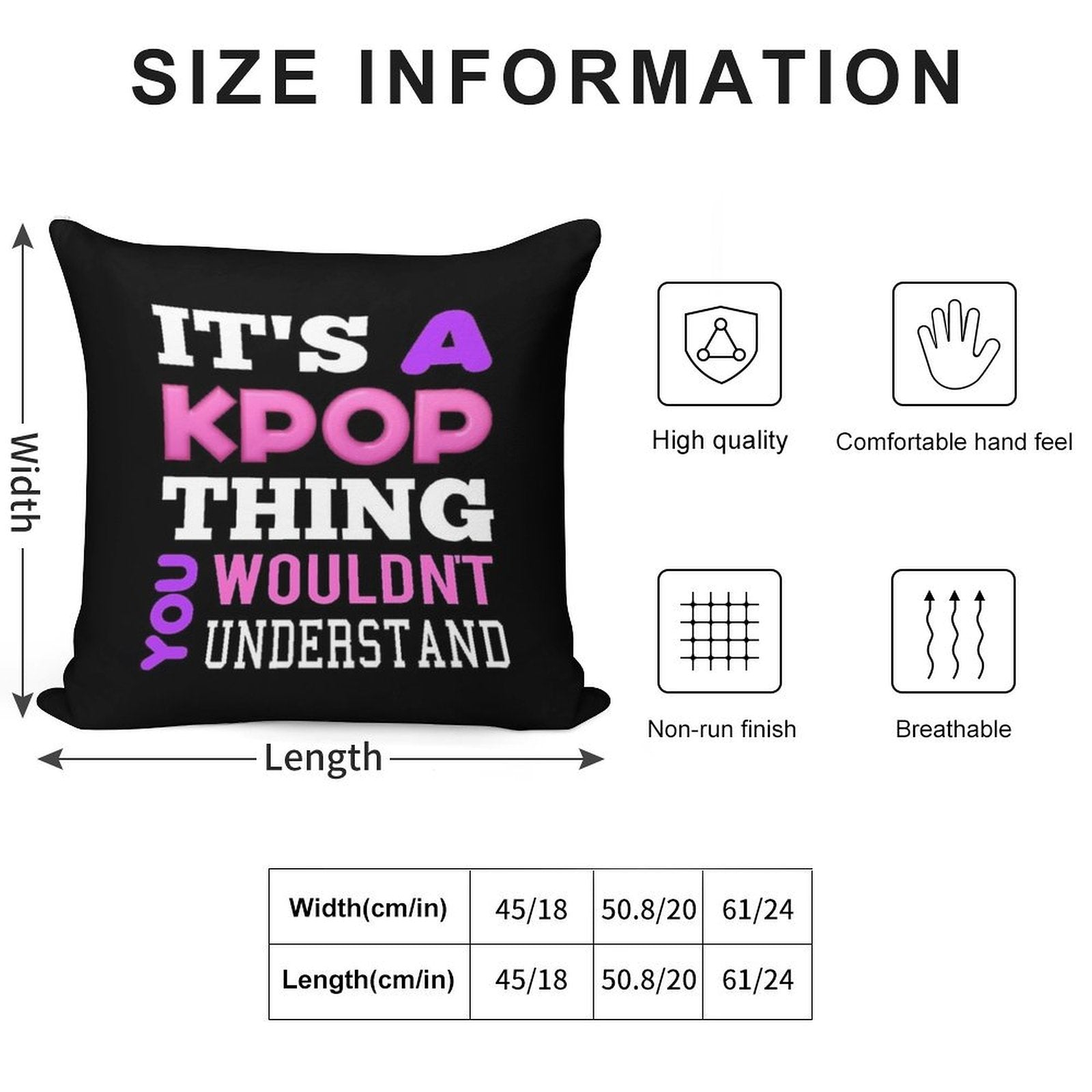 A KPOP THING - BLACK Soft Skin-Friendly Throw Pillow