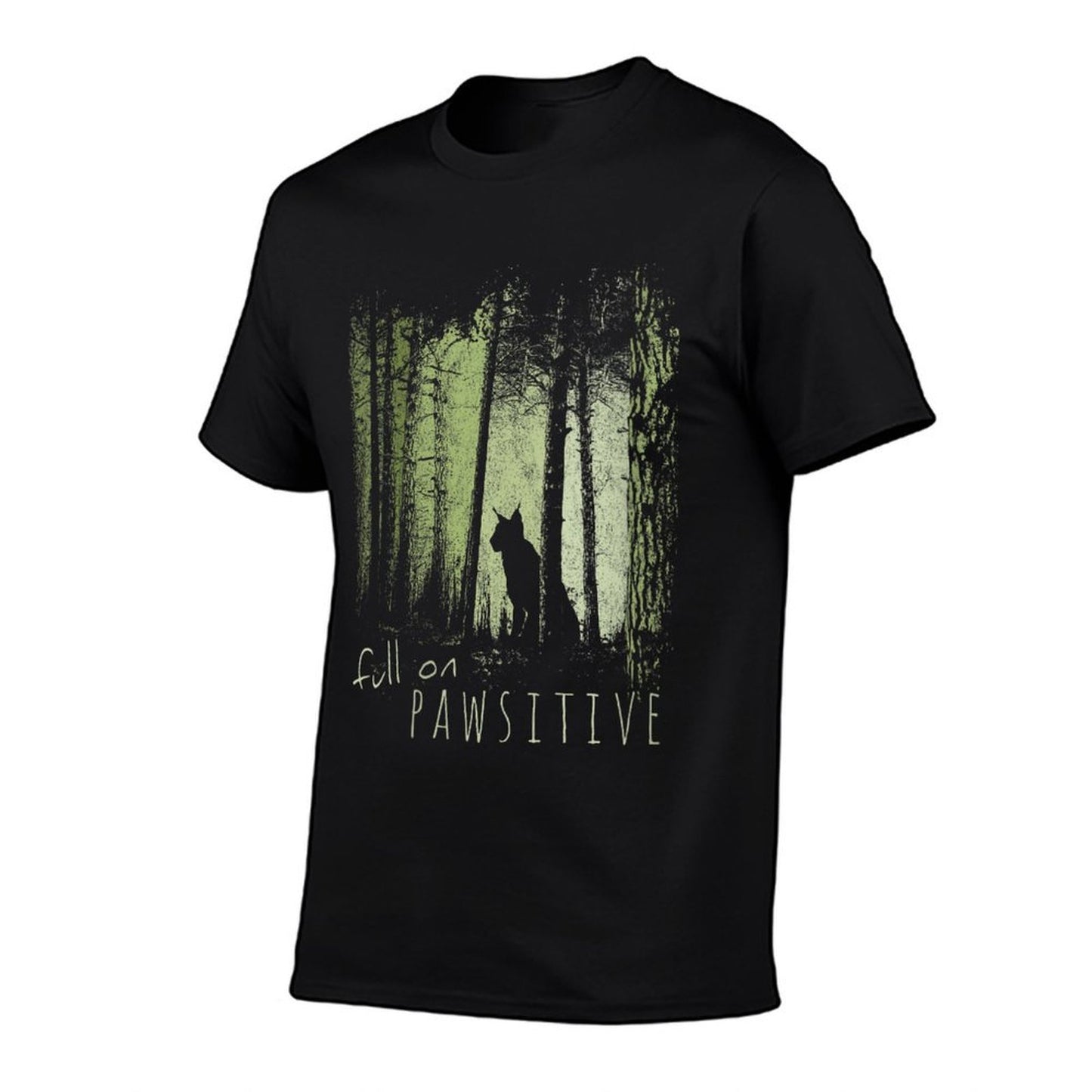 Womens Full On Pawsitive! Lynx Wildcat Bobcat In Twilight Forest Easy-care T-Shirt