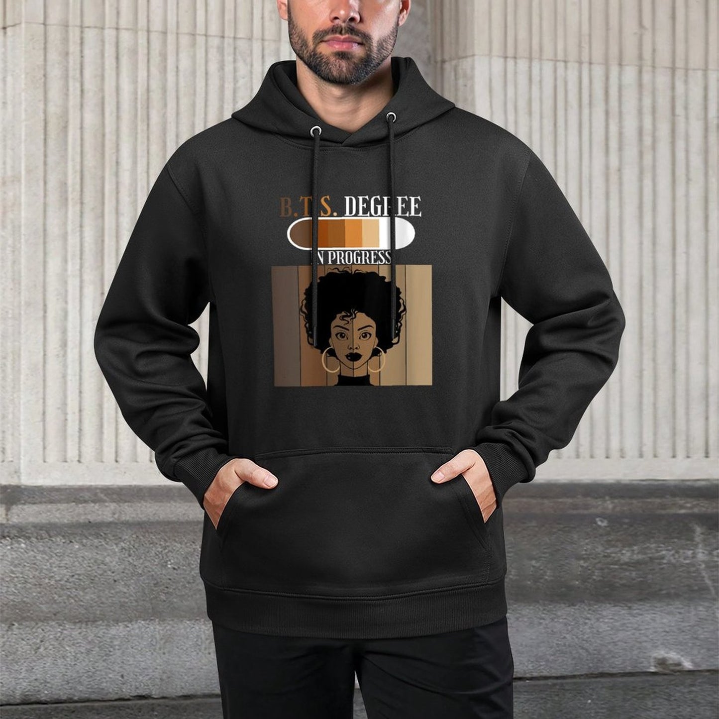 Womens Bachelor of Tourist Studies BTS Degree In Progress Afro Medium-Weight Fabric Hoodie
