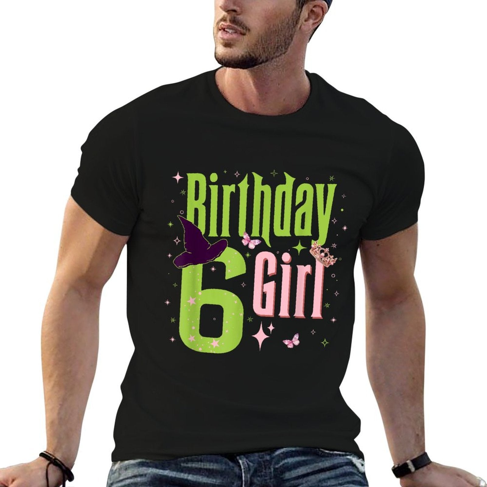 6Th Birthday Witch Pink And Green 6 Year Old Birthday Girl  Eco-friendly Material T-Shirt