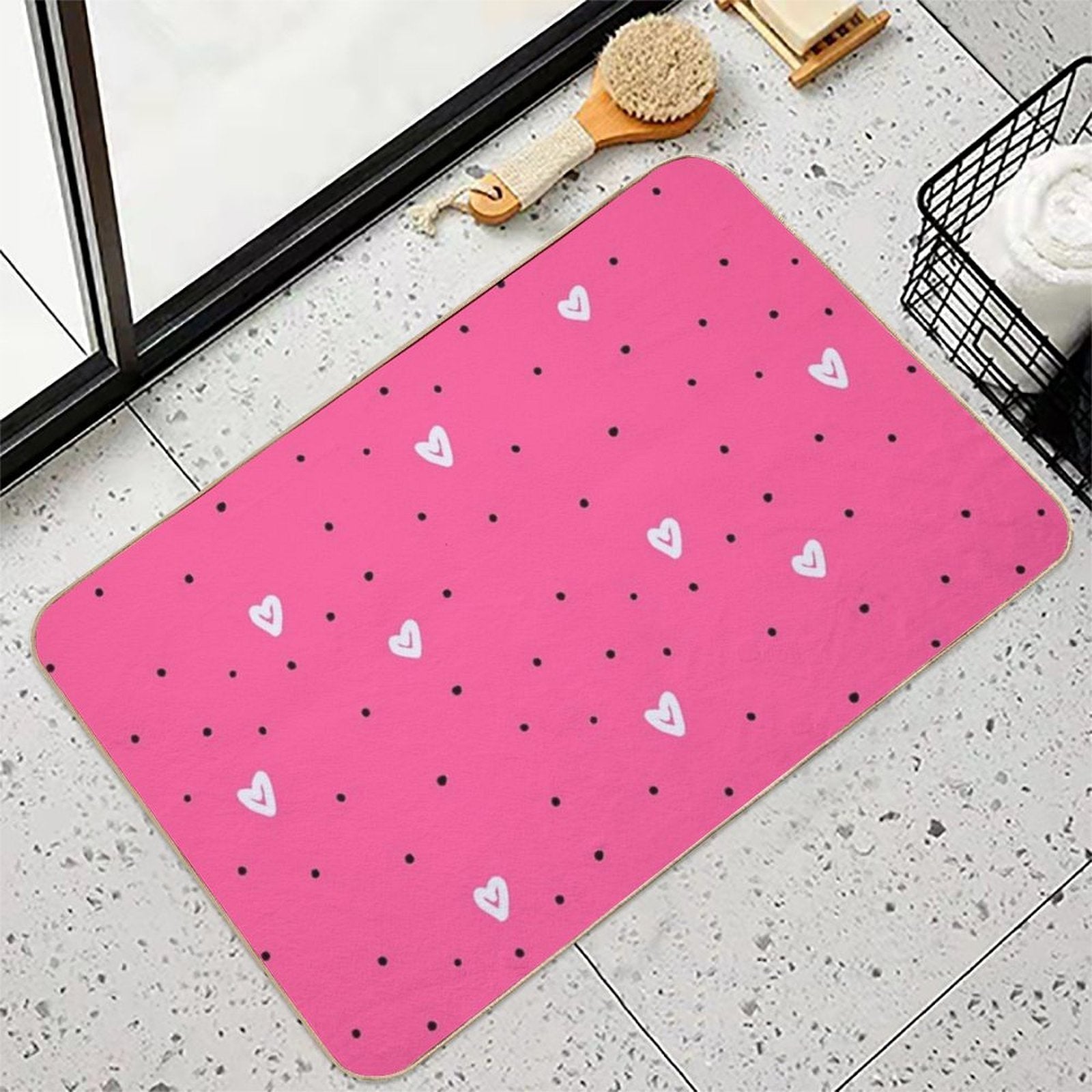 Wild Hearts – Pink Pattern Art Print  Multi-Purpose Bath Mat