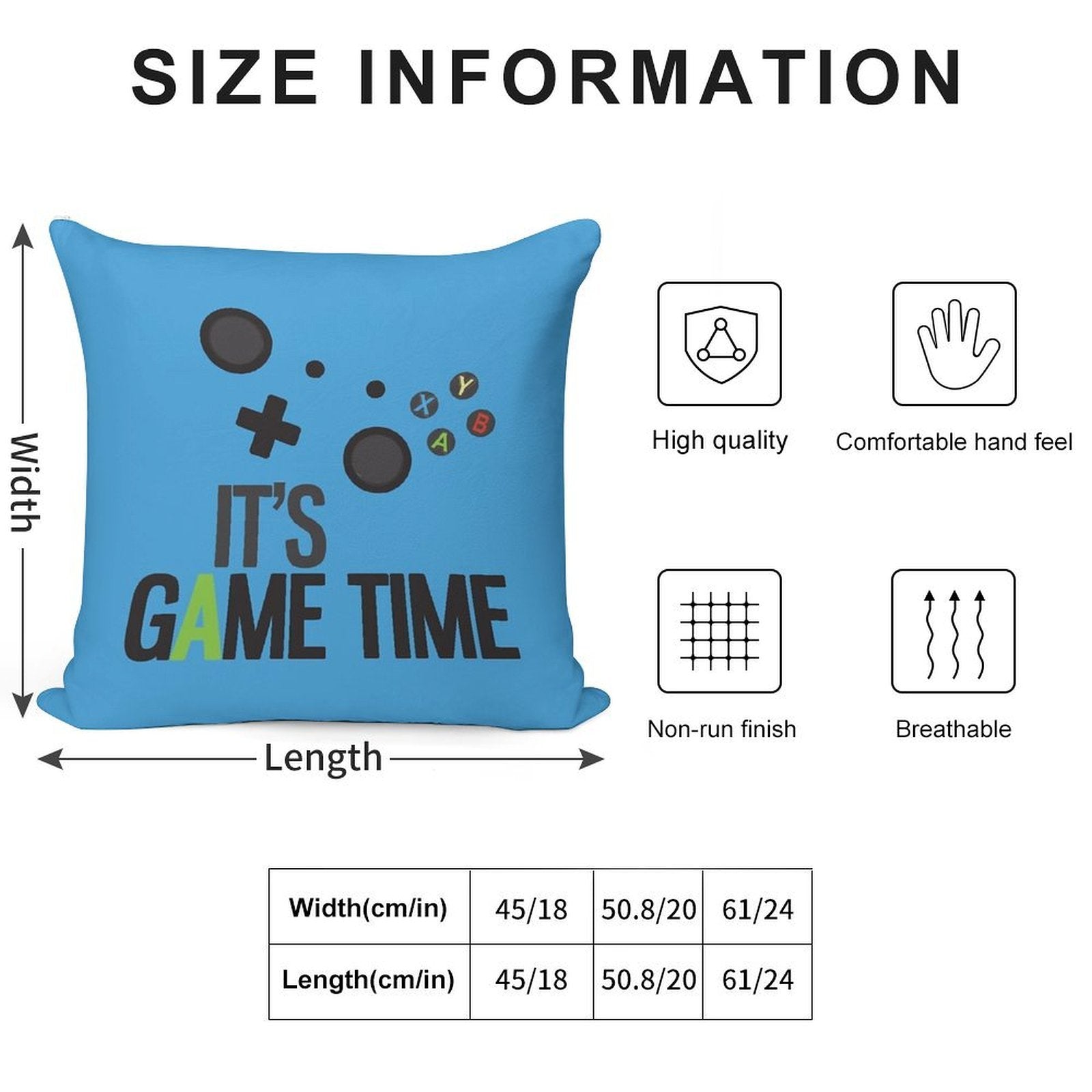 It's Game Time - BLUE Soft Hidden Zipper Throw Pillow