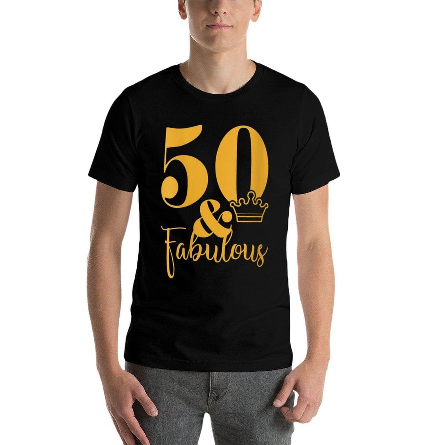 Womens 50 And Fabulous 50th Birthday Party Crown Rolled Sleeves T-Shirt