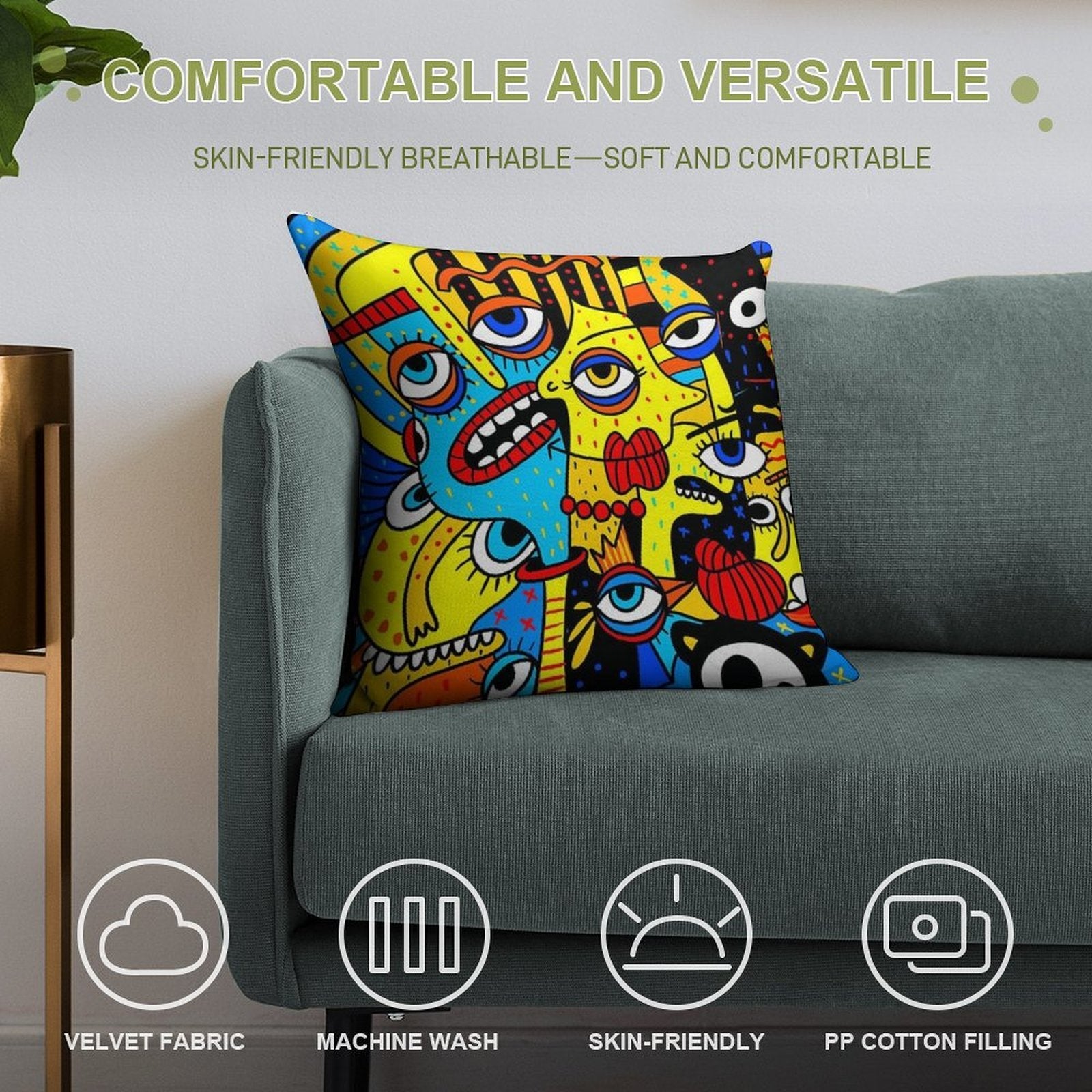 Social Distancing Soft Hidden Zipper Throw Pillow