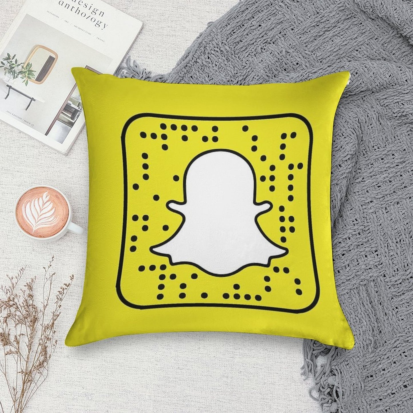 Snapchat Logo Pillow Soft Luxury Feel Throw Pillow