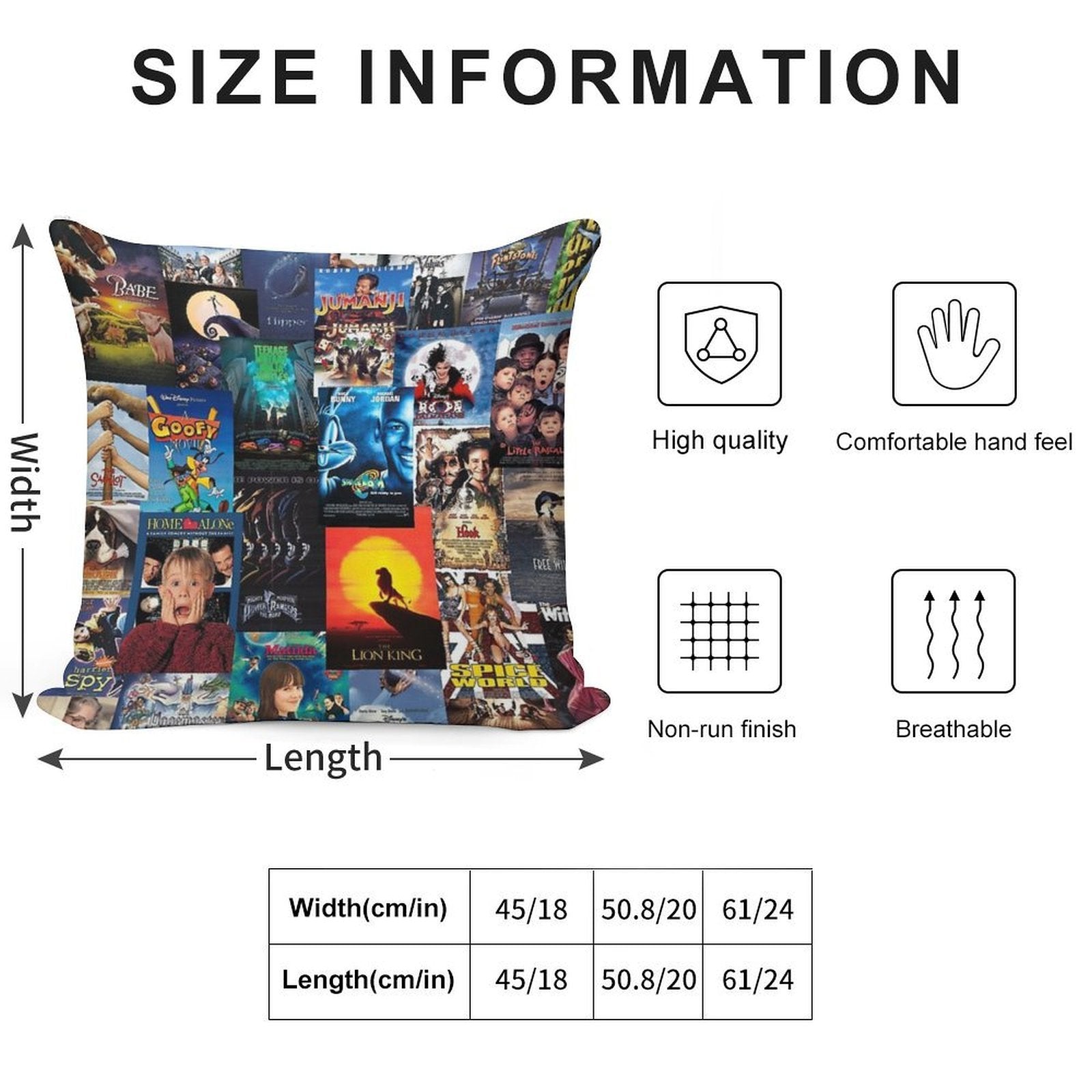 90s Childhood Movie Posters Soft Washable Throw Pillow