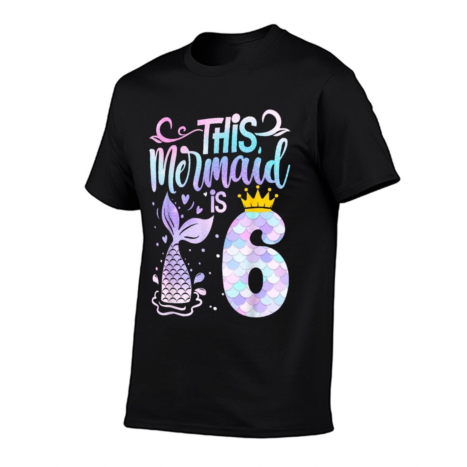 Mermaid 6th Birthday 6 Year Old Girl Six Yrs Happy Bday  Rolled Sleeves T-Shirt