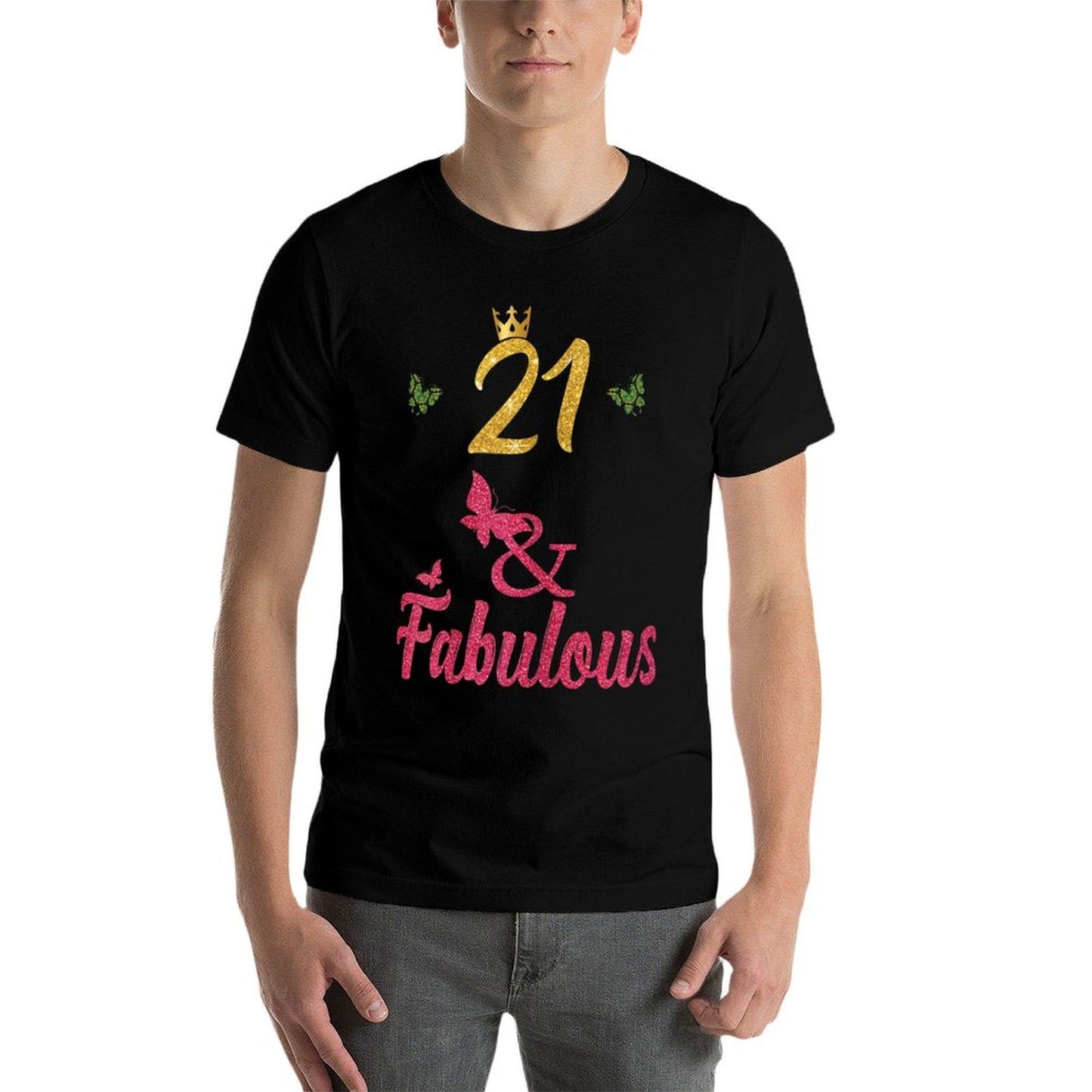 Womens Womens 21 Year And Fabulous 21st Birthday Polyester Blend T-Shirt