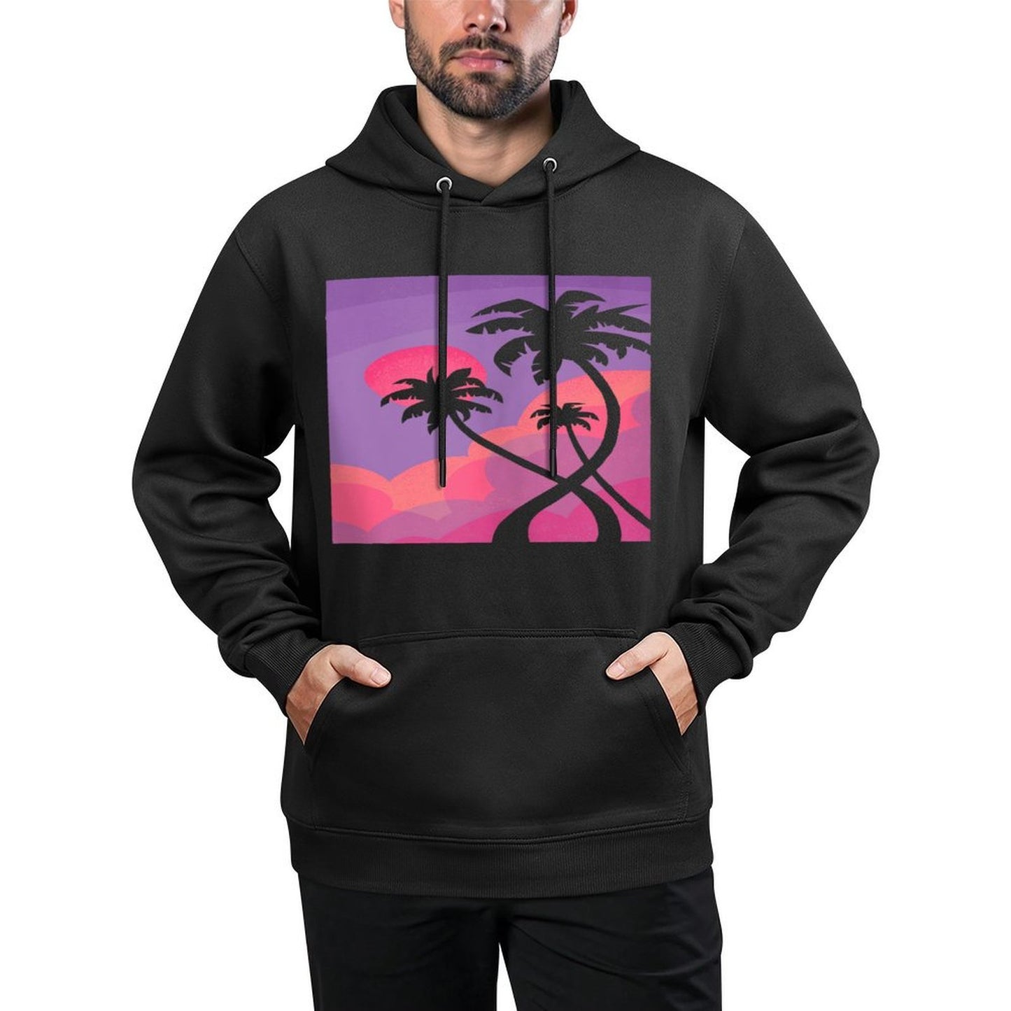Threadless Waynem Twilight Palms Graphic Relaxed Fit Hoodie