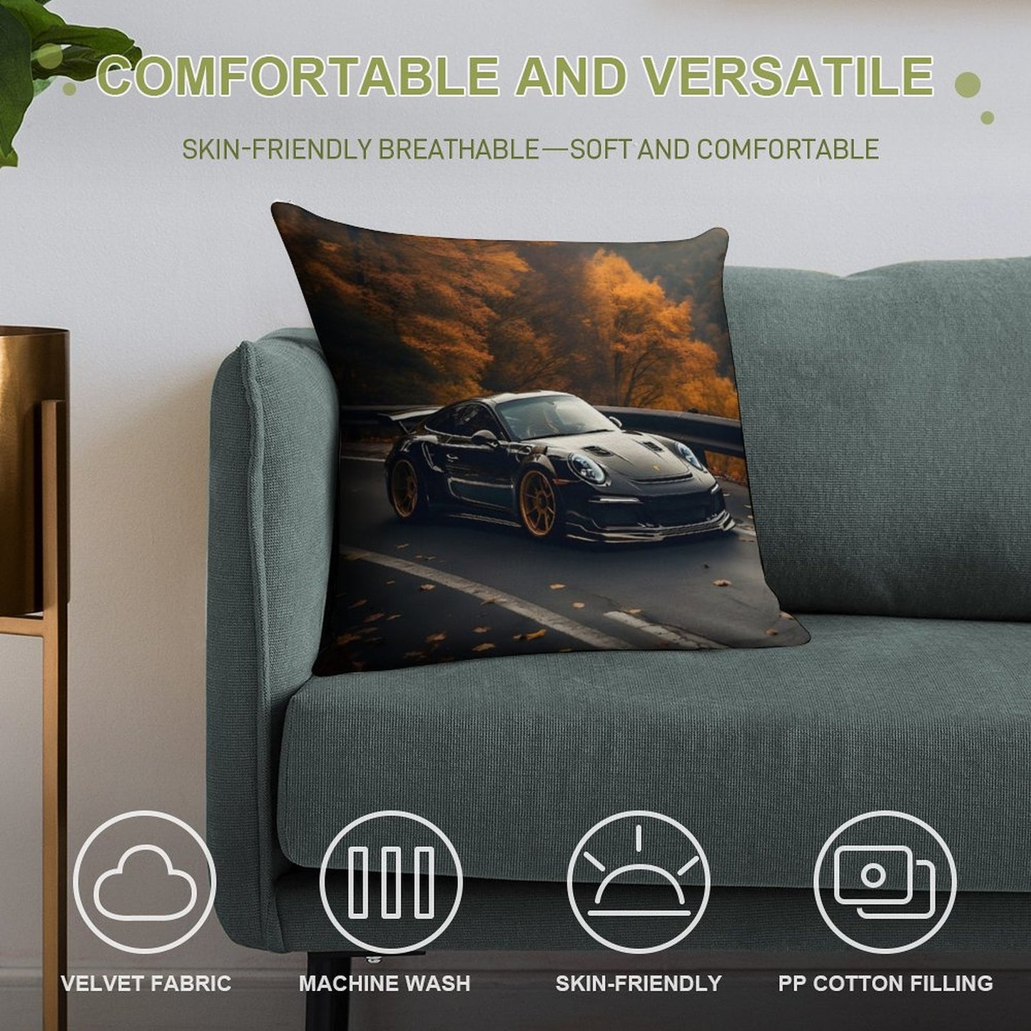 Porsche GT3 RS Soft Durable Construction Throw Pillow
