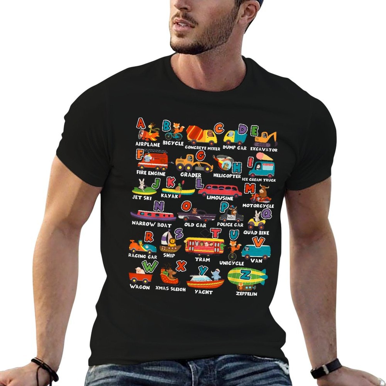Alphabet Learning Transportation Animal Letter ABCs Teacher  Eco-friendly Material T-Shirt