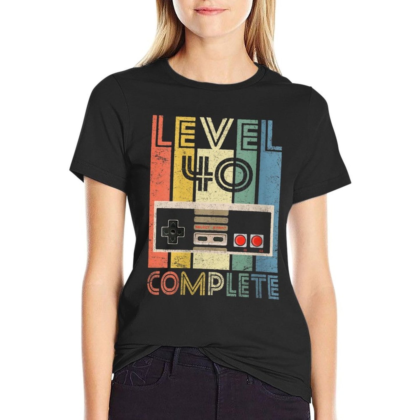 Womens Video Game Controller Level 40 Complete 40th Birthday Gamer Trendy Pattern T-Shirt