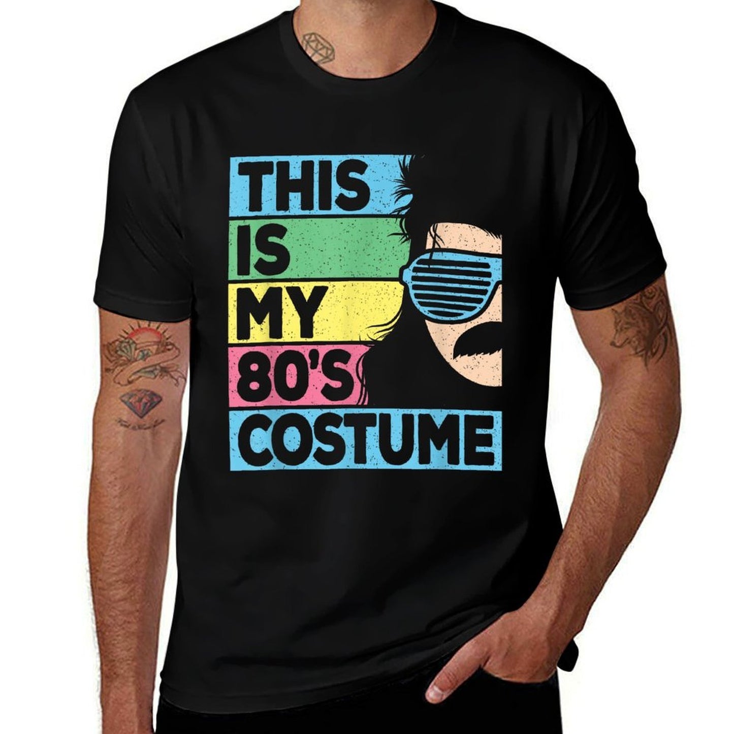 This Is My 80s Costume Men 1980s 80s Outfit Disco Party  Slim-fit Cut T-Shirt