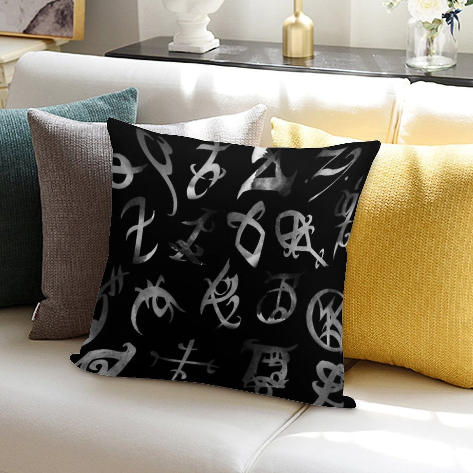 Silver Runes Soft Anti-Pilling Throw Pillow