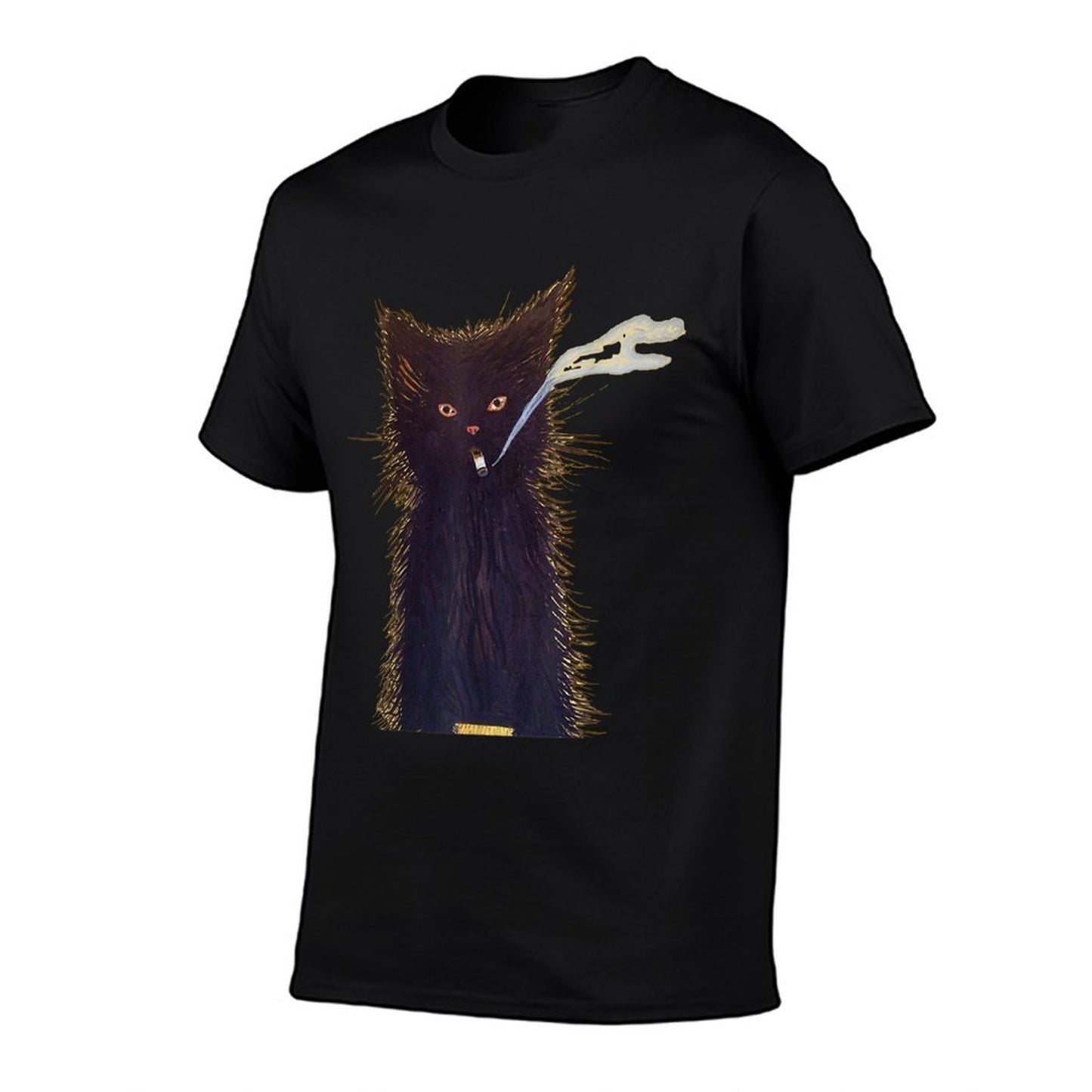 Smoking Black Cat Art Smoke  Versatile T-Shirt