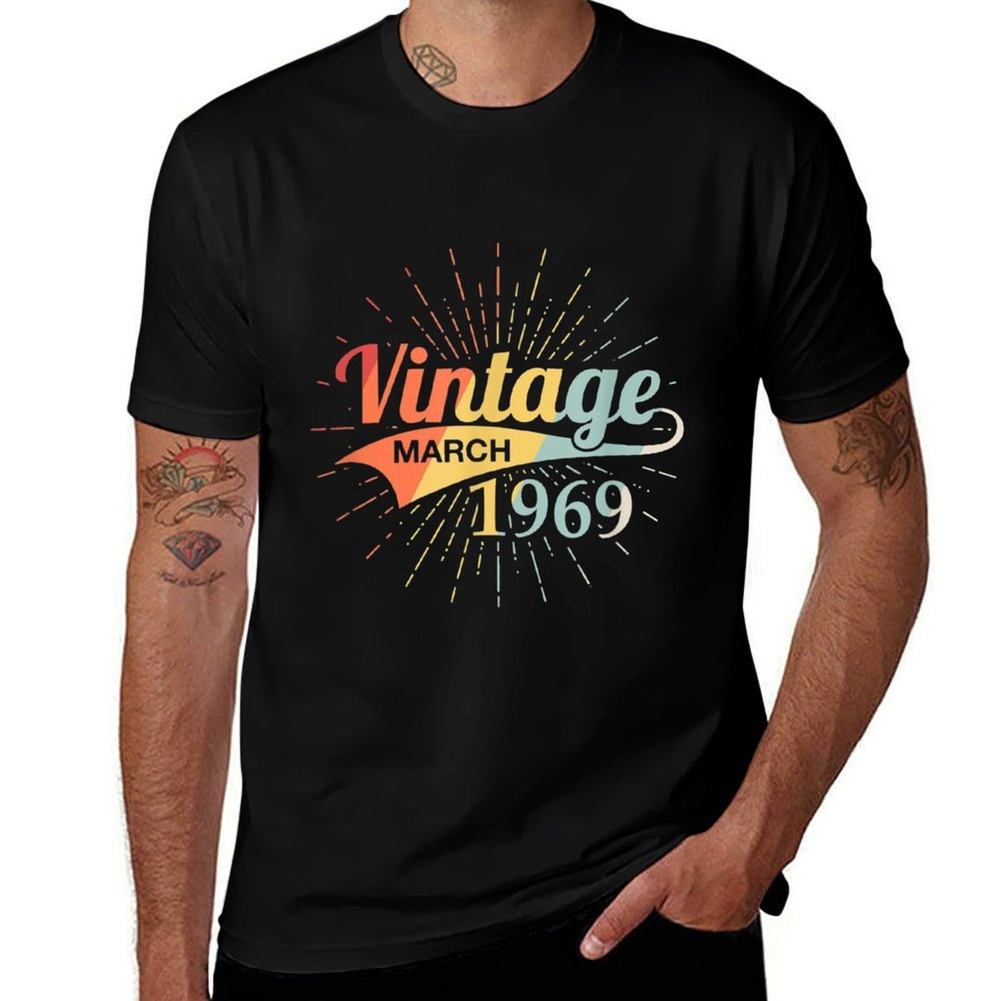 Vintage March 1969 Birthday Retro 50th Birthday Odor-resistant T-Shirt