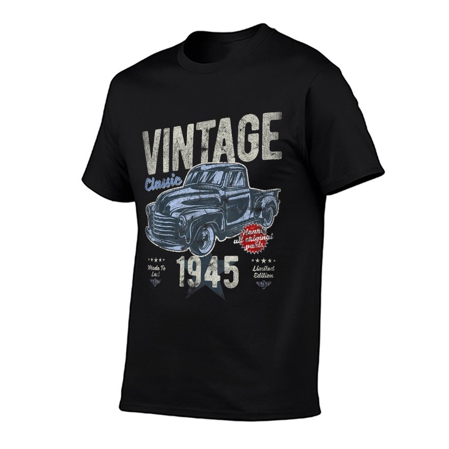 Vintage, Born 1945, 80th Birthday, Classic Pick Up Truck Rolled Sleeves T-Shirt