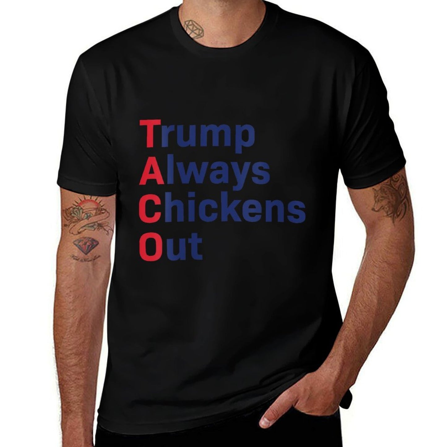 Womens Funny Taco Trump Always Chickens Out Fade-proof Color T-Shirt