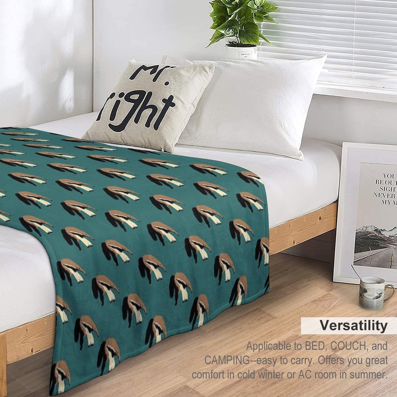 Anteater on Teal Eco-conscious Throw Blanket