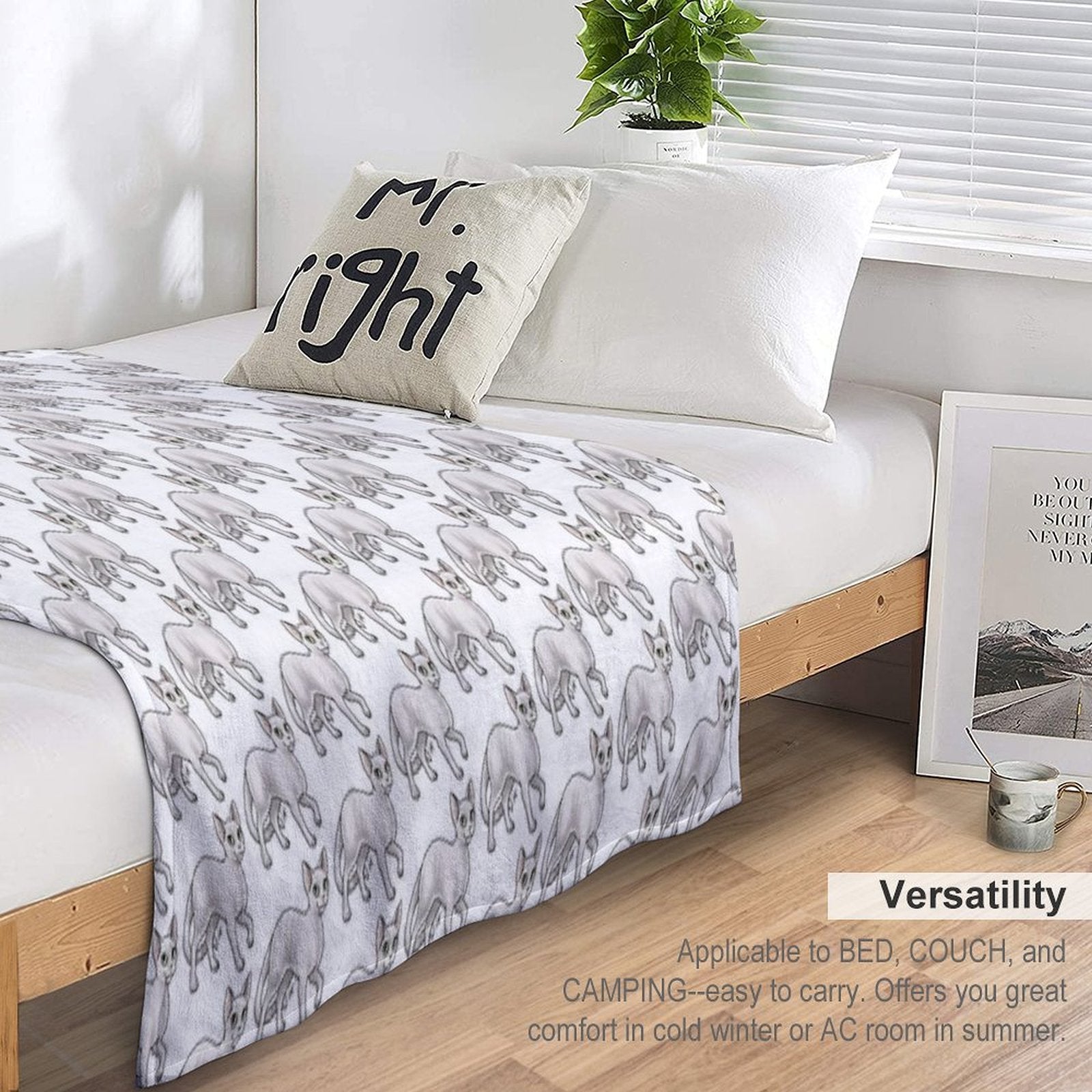 Cat - Devon Rex - White Gift-ready Throw Blanket