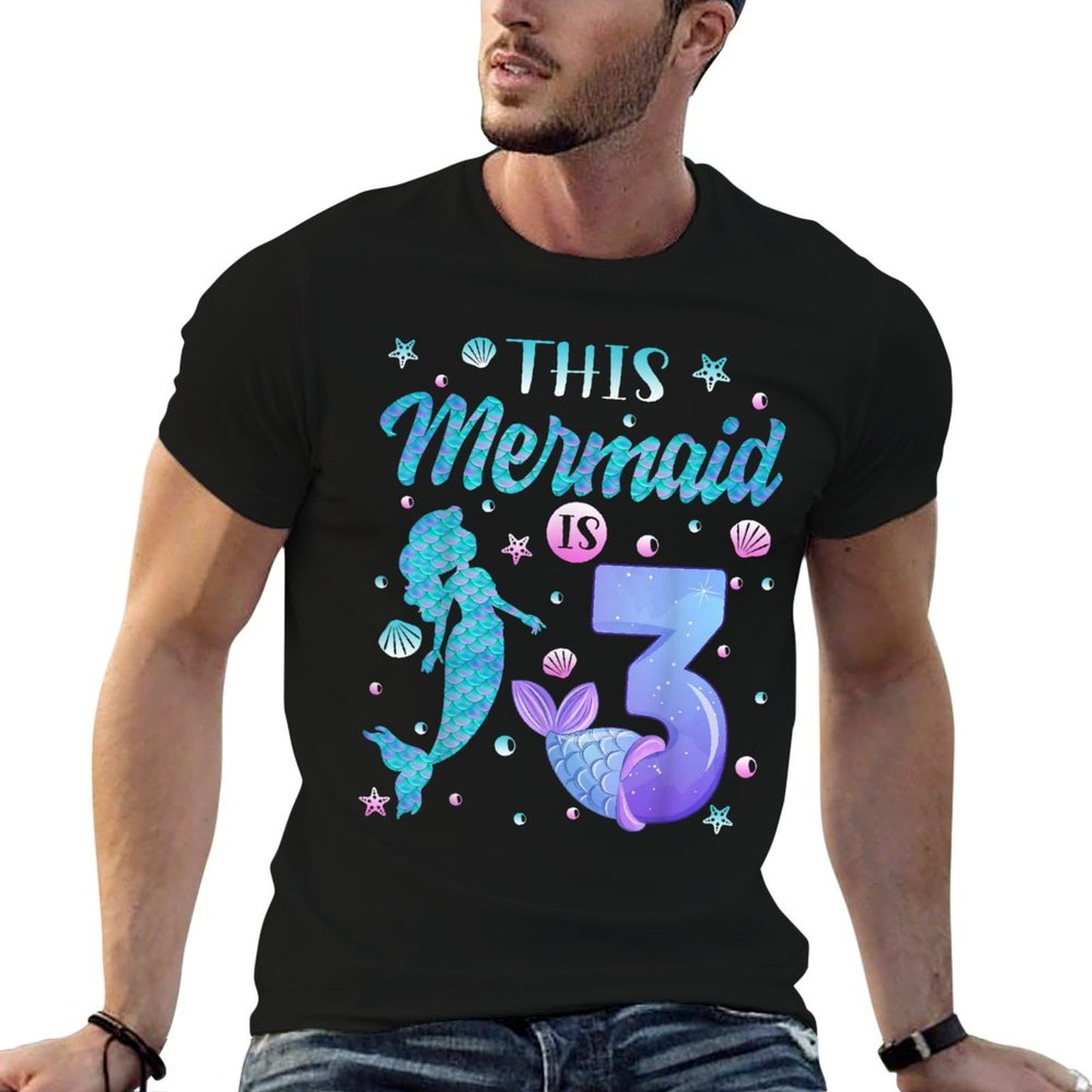 This Mermaid Is 3 Years Old 3rd Birthday Girl Mermaid Lover  Relaxed-fit T-Shirt