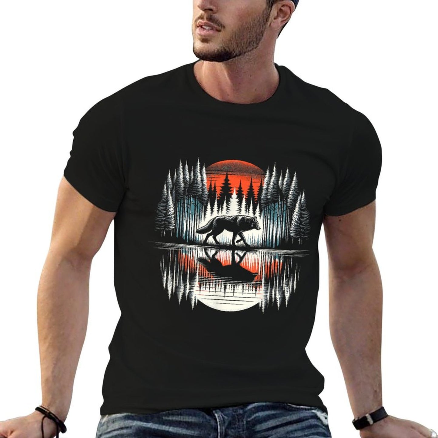 Wolf Forest Nature Wildlife Cotton T-Shirt