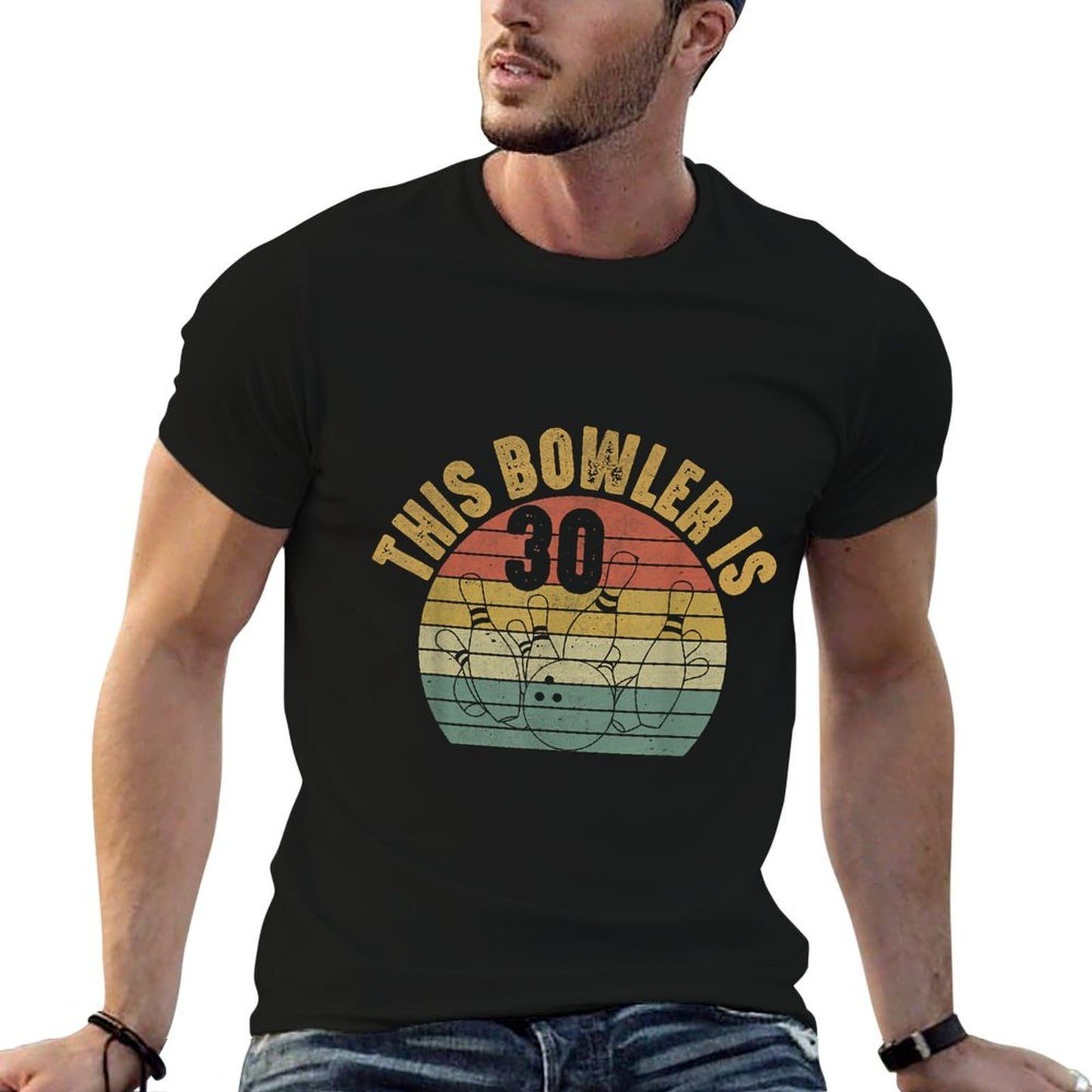 30 Year Old Bowler Bday Party 30th Birthday Bowling Trendy Pattern T-Shirt