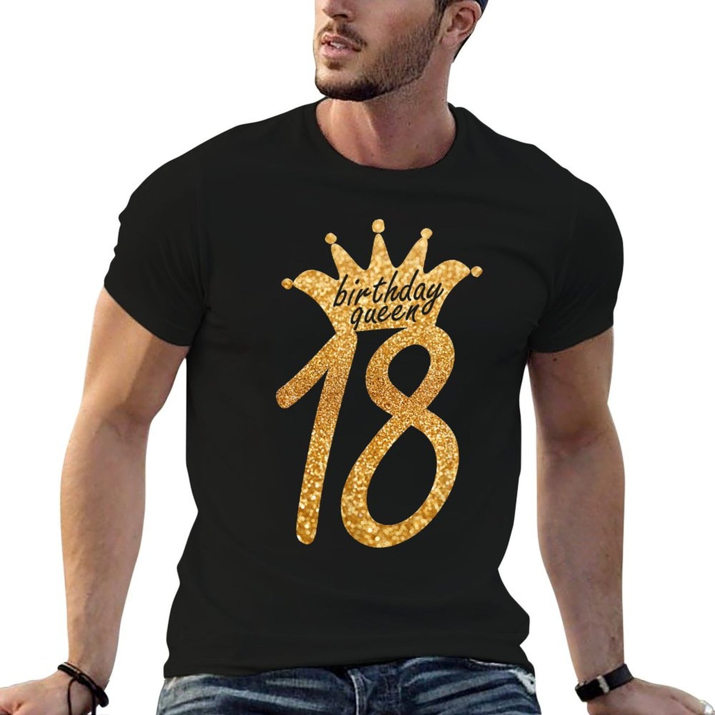 Womens Cute Gold 18th Birthday Birthday Queen Gifts Odor-resistant T-Shirt