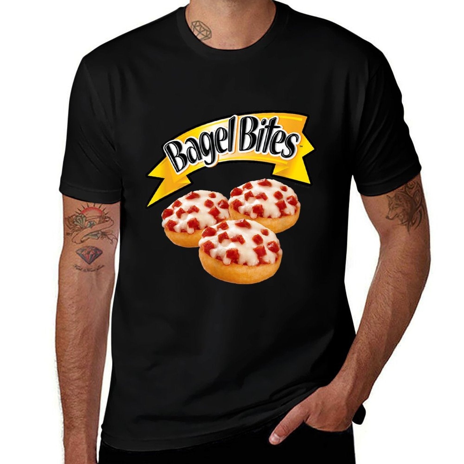 Bagel Bites Official Pizza Snacks Real Tasty Food Logo  Cotton T-Shirt
