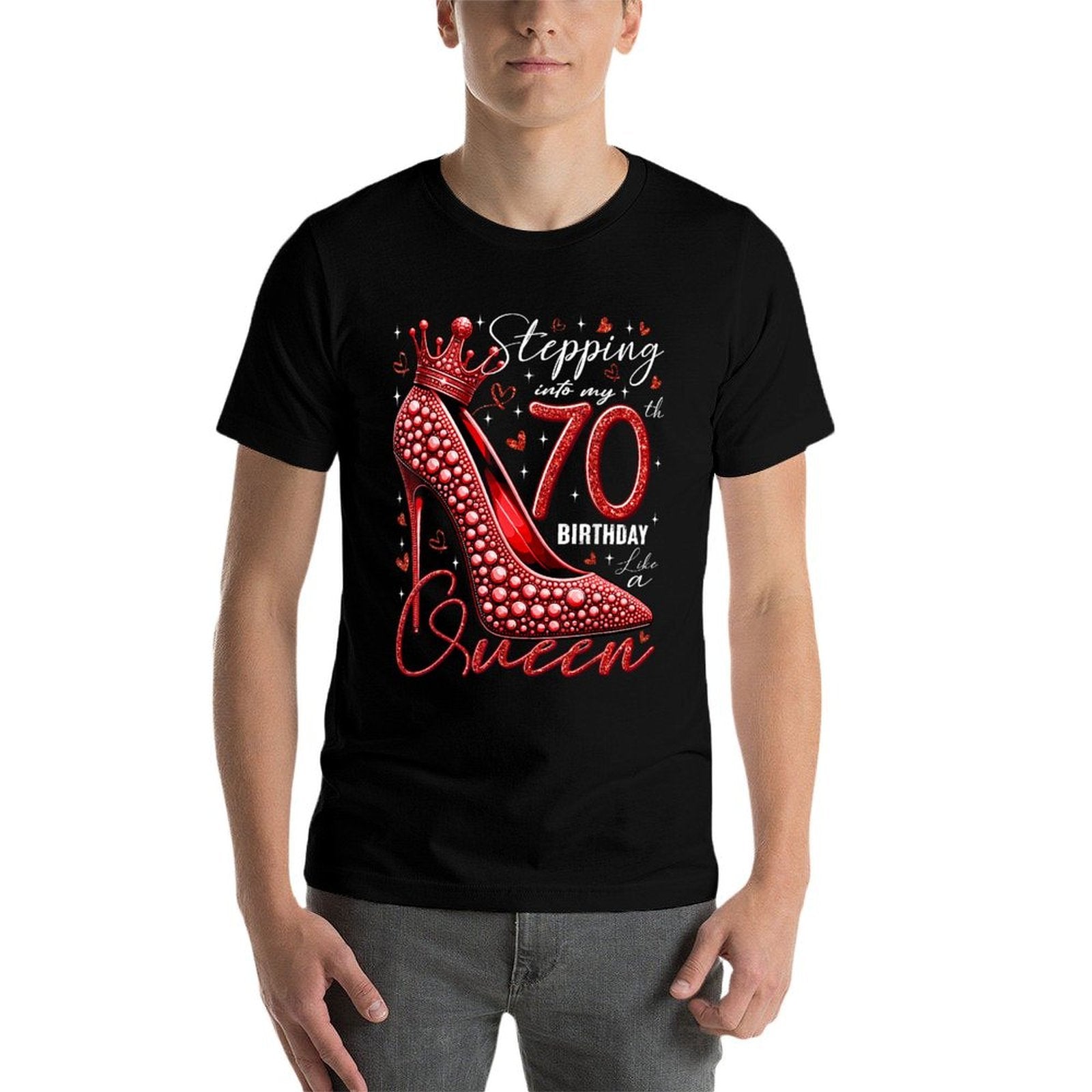 70 Year Old Gifts High Heels Stepping Into My 70th Birthday  Cotton T-Shirt