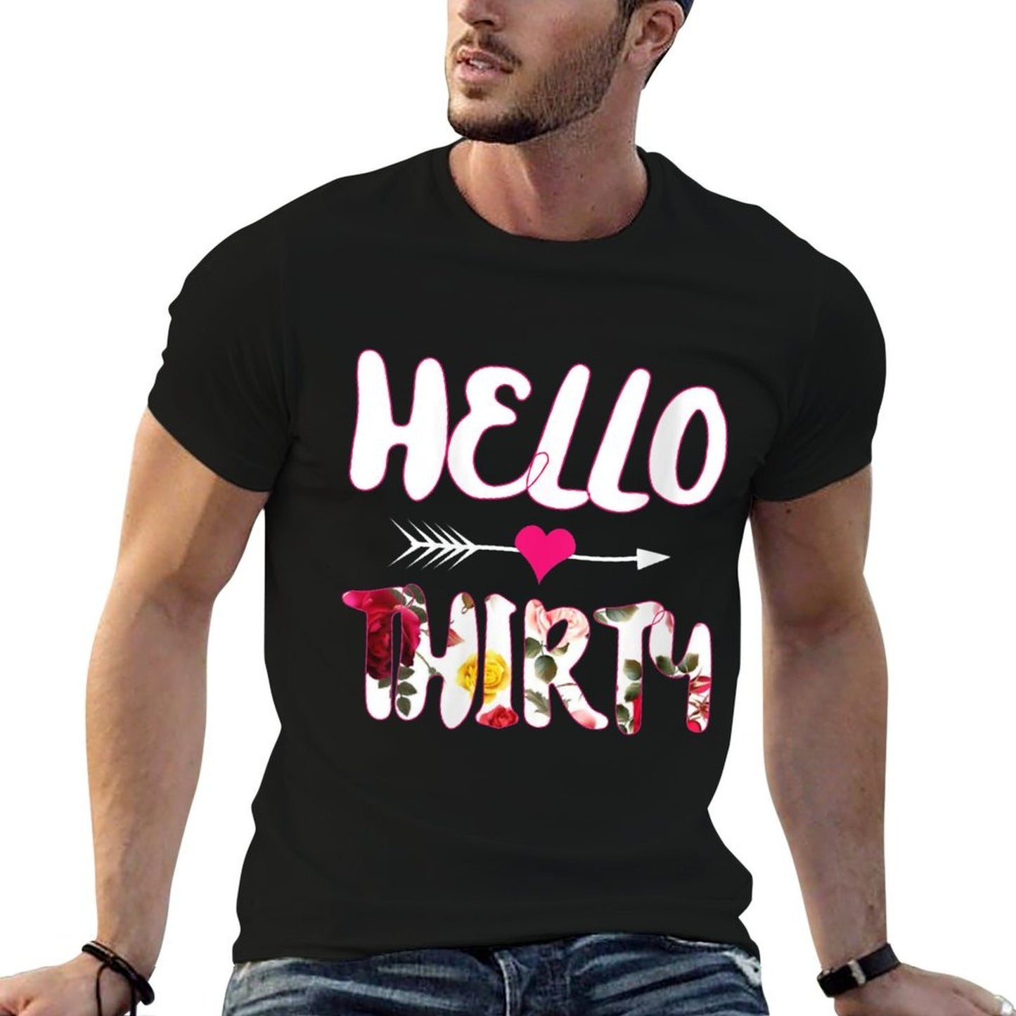 Womens Hello Thirty Happy 30th Birthday Gift  Tagless Design T-Shirt