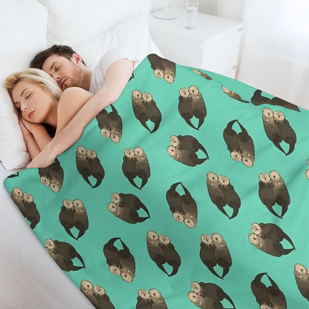 Significant Otters - Otters Holding Hands Anti-pilling Throw Blanket