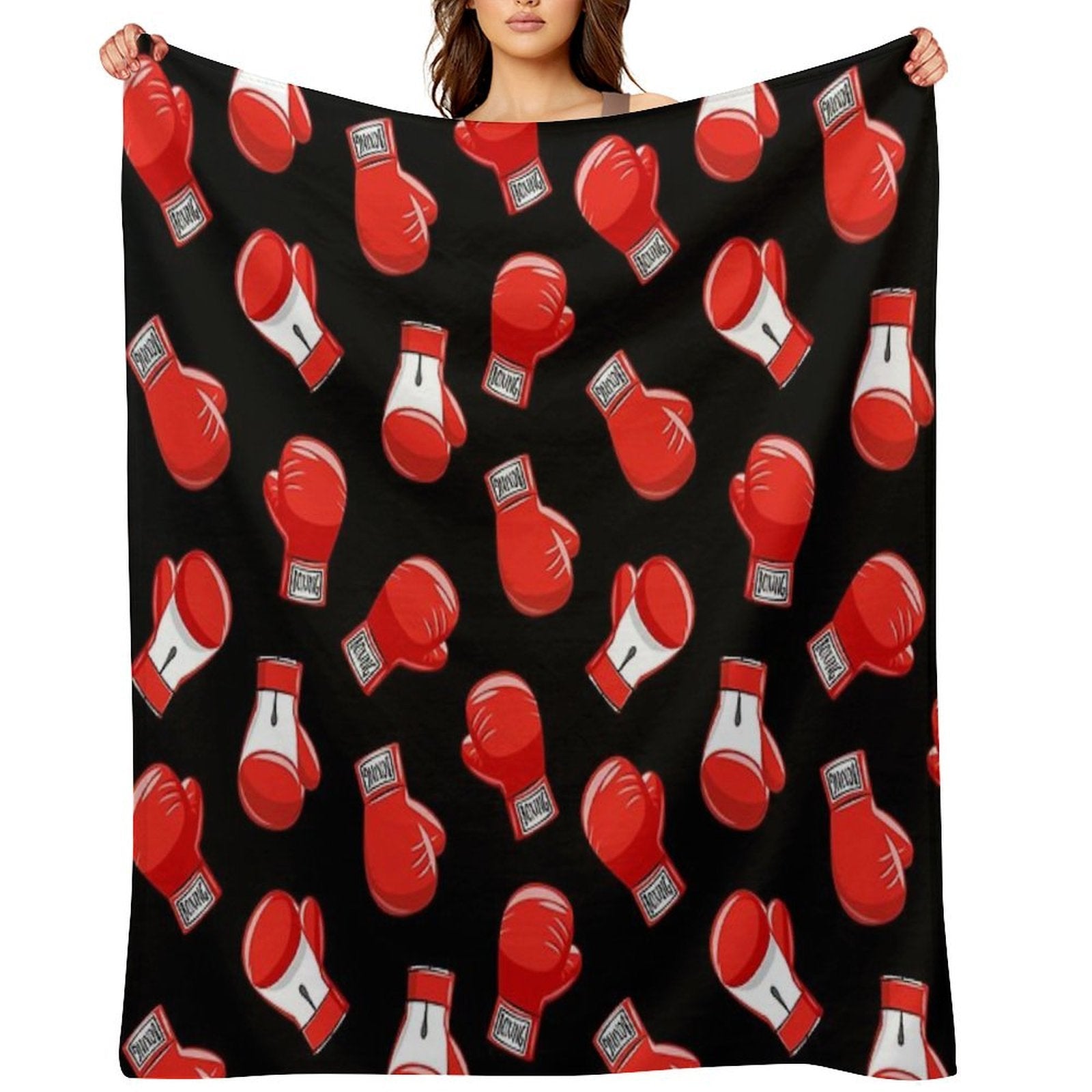 Red Boxing Gloves Anti-pilling Throw Blanket