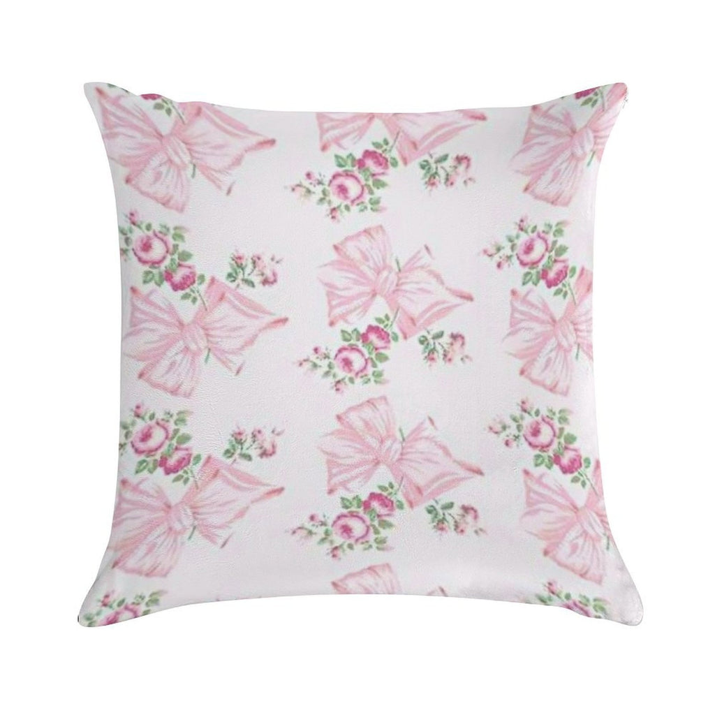 Coquette Floral Bow Pattern Soft Luxury Feel Throw Pillow