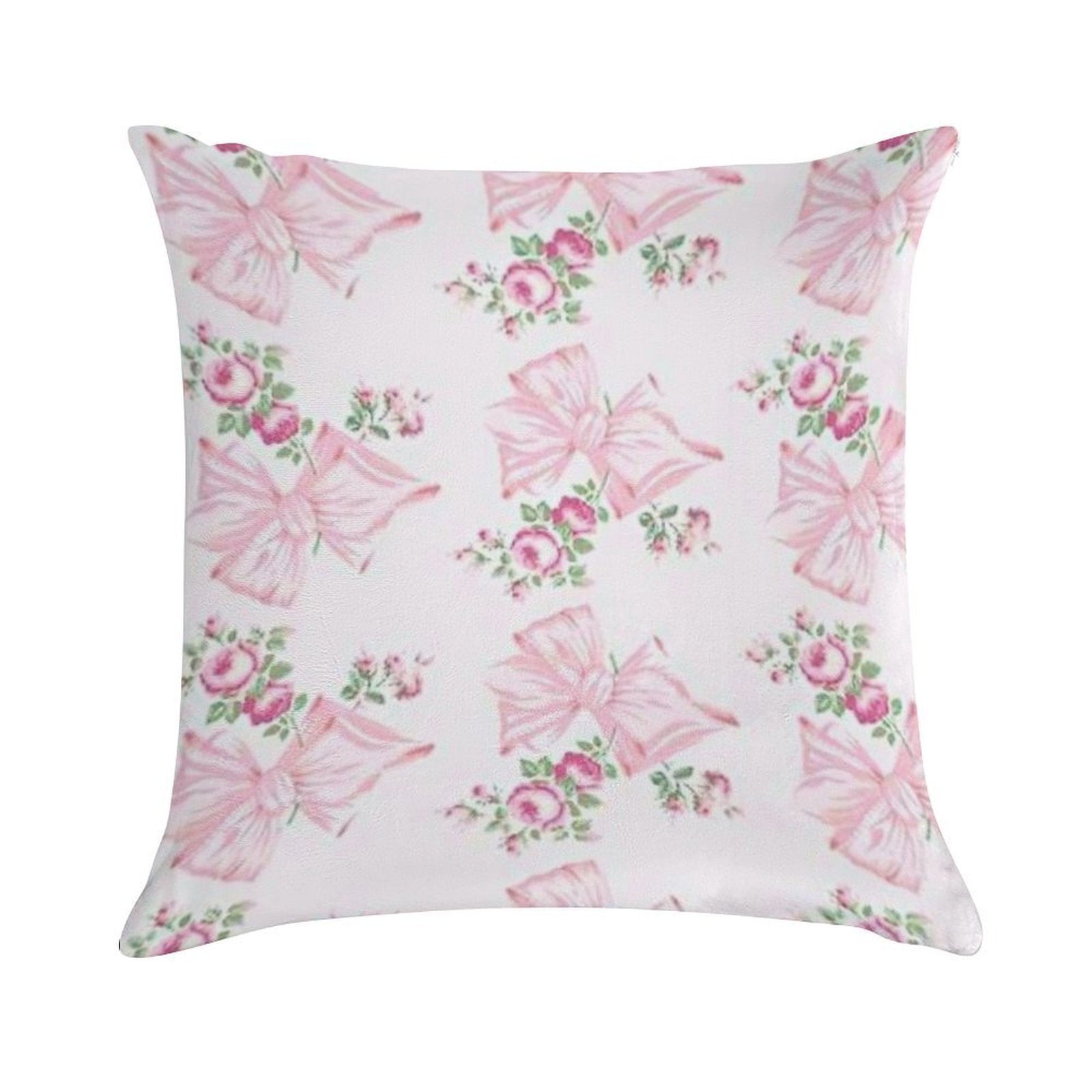 Coquette Floral Bow Pattern Soft Luxury Feel Throw Pillow