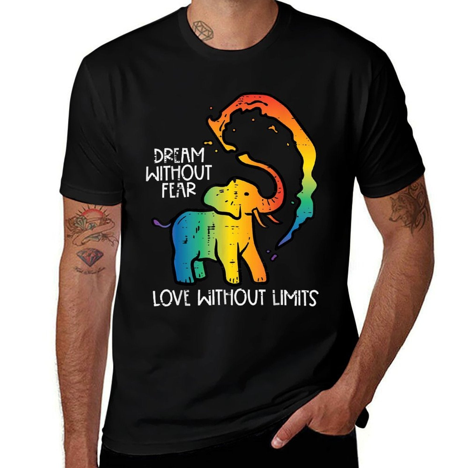 Gay Elephant Dream Without Fear Rainbow Pride Lgbt Women Men  Odor-resistant T-Shirt