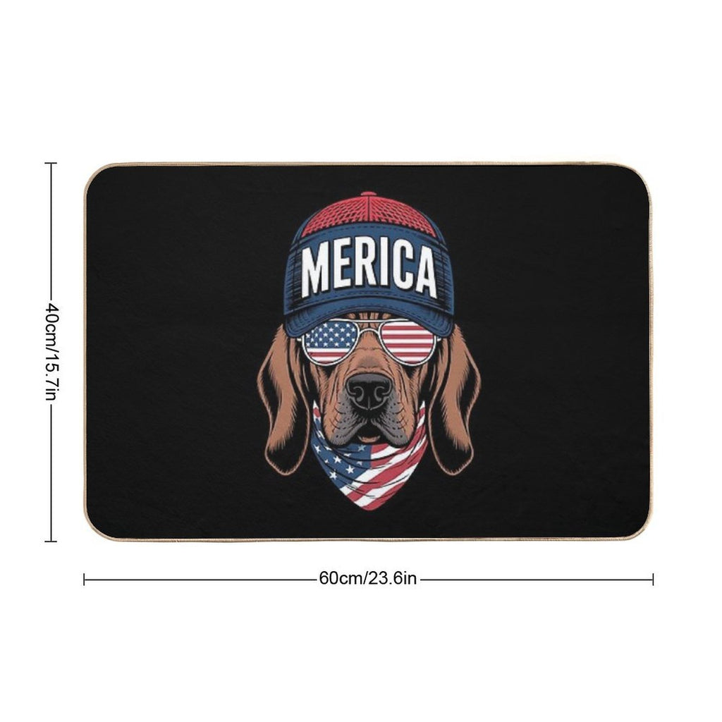 Bloodhound 4th of July US American Flag Dog Patriotic  Rapid-Drying Bath Mat