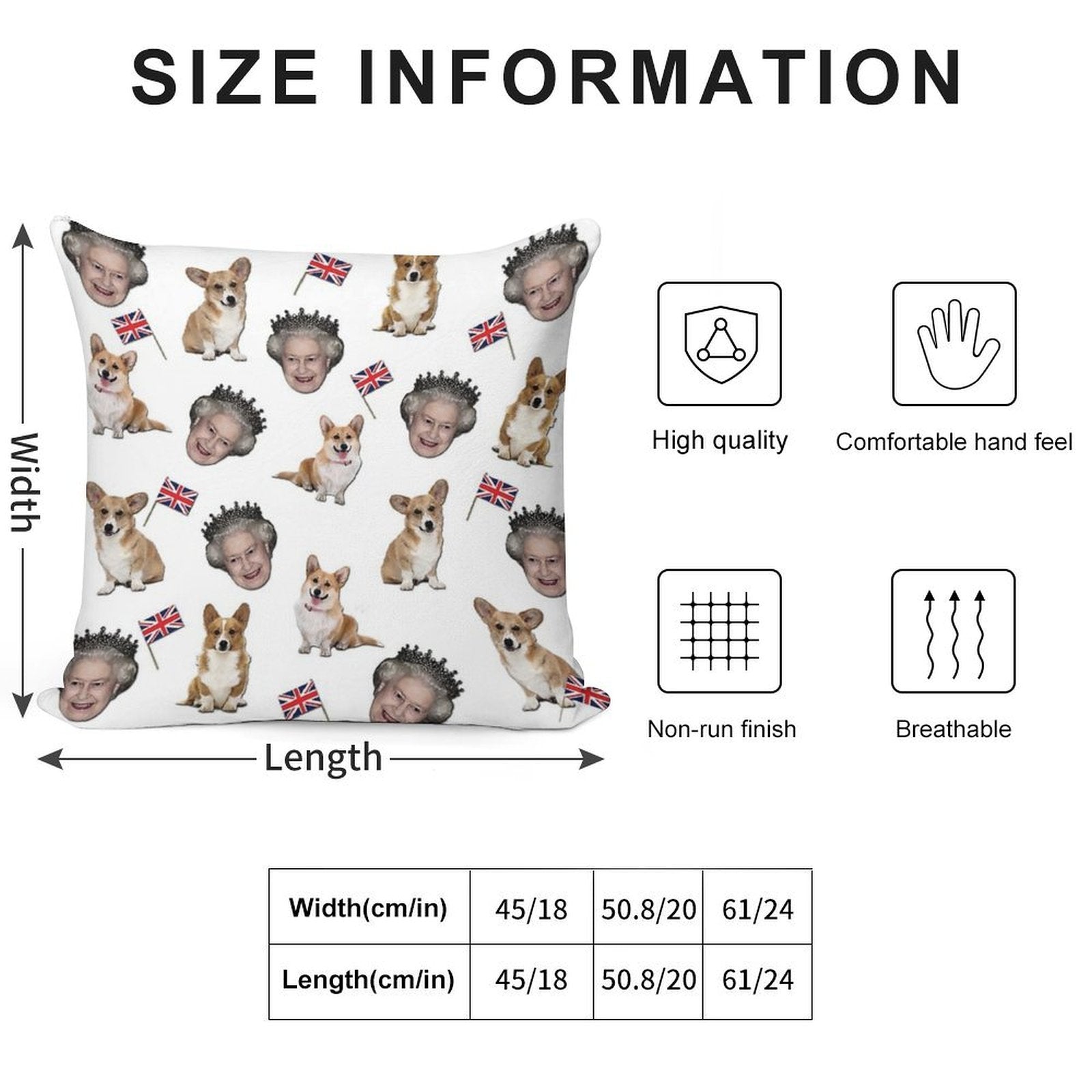 Queen Elizabeth And Corgis Pattern Soft Home Decor Throw Pillow