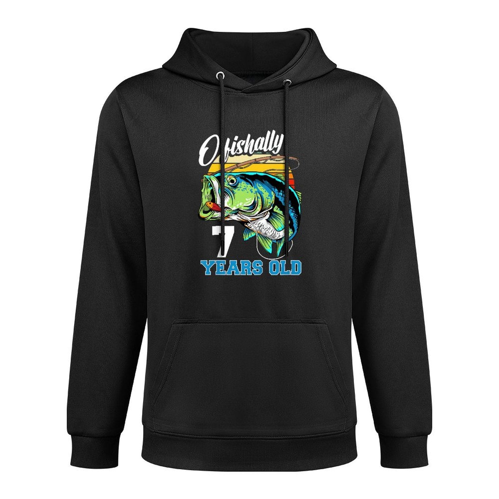 Kids Ofishally 7 Years Old Fisherman 7th Birthday Fishing Shrink-Resistant Hoodie