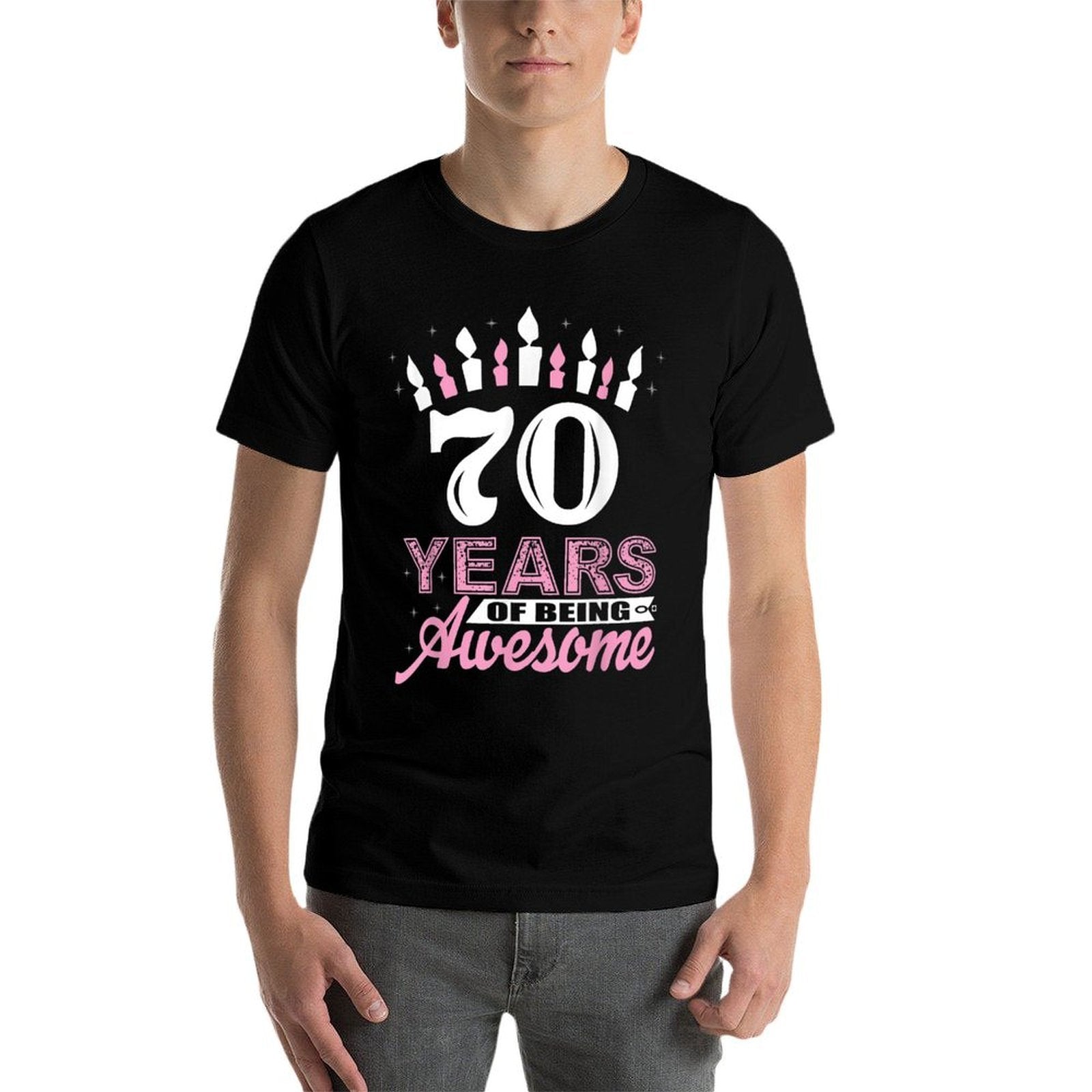 70 Years Old 70th Birthdays For Women - Candle Gift  Wrinkle-resistant T-Shirt