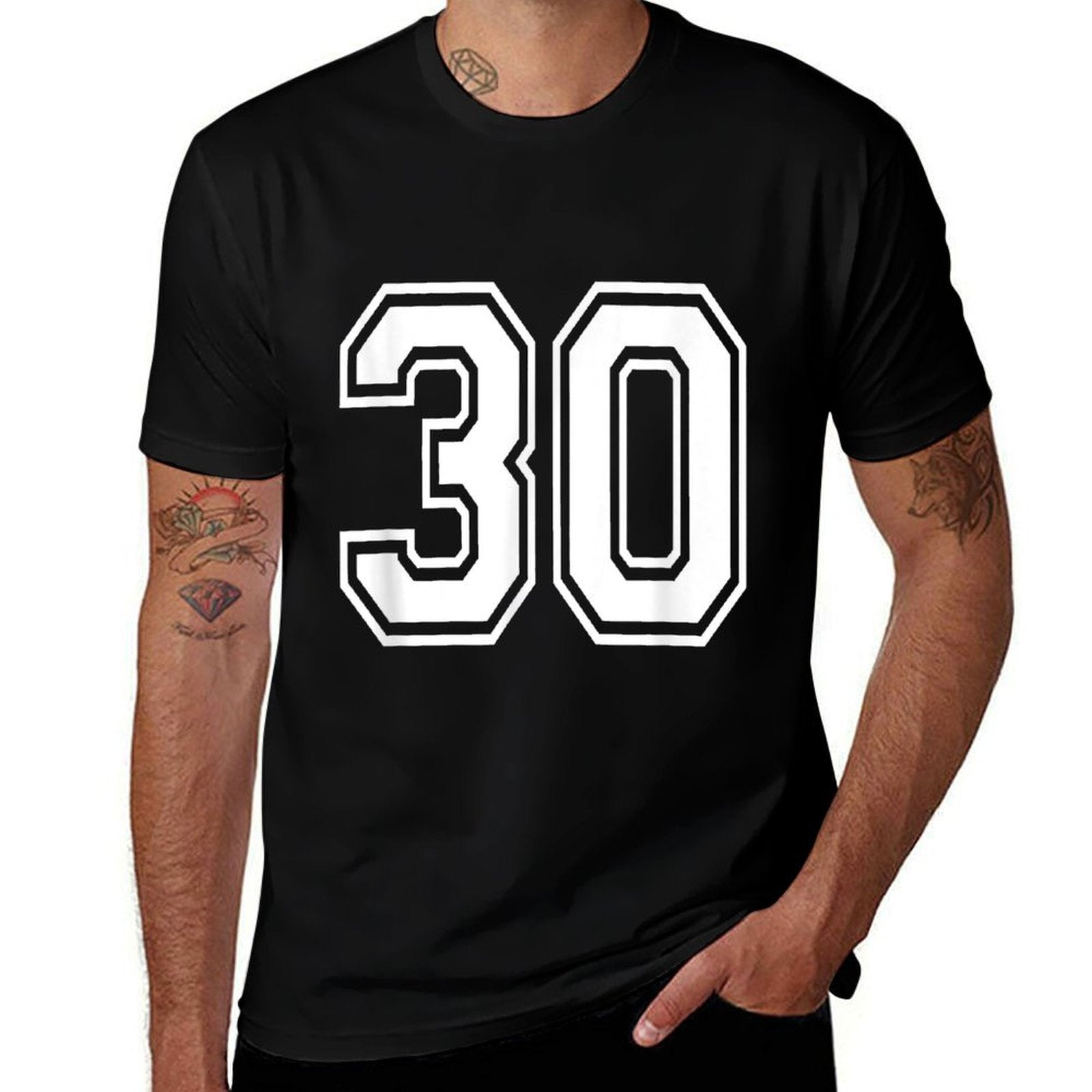 Number 30 Numbered Uniform Sports Jersey Team 30th Birthday  Rolled Sleeves T-Shirt