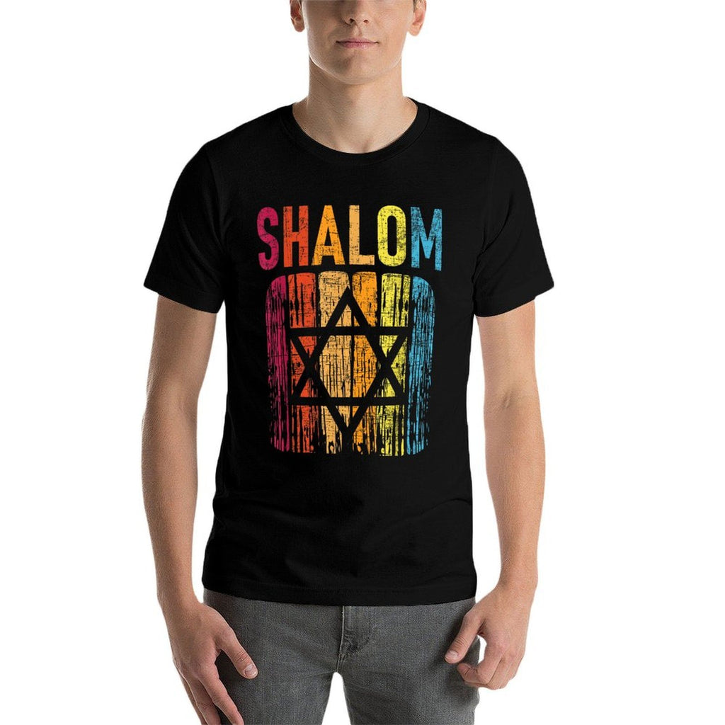 Shalom - Retro Star Of David Jewish Peace Hebrew Israelites  Fade-proof Color T-Shirt