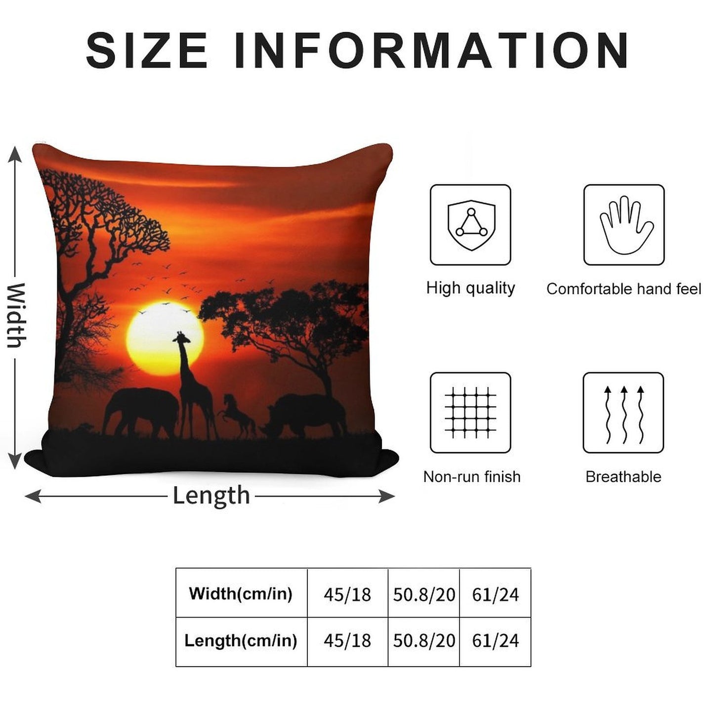 Wild Animals on African Savanna Sunset Soft Home Decor Throw Pillow
