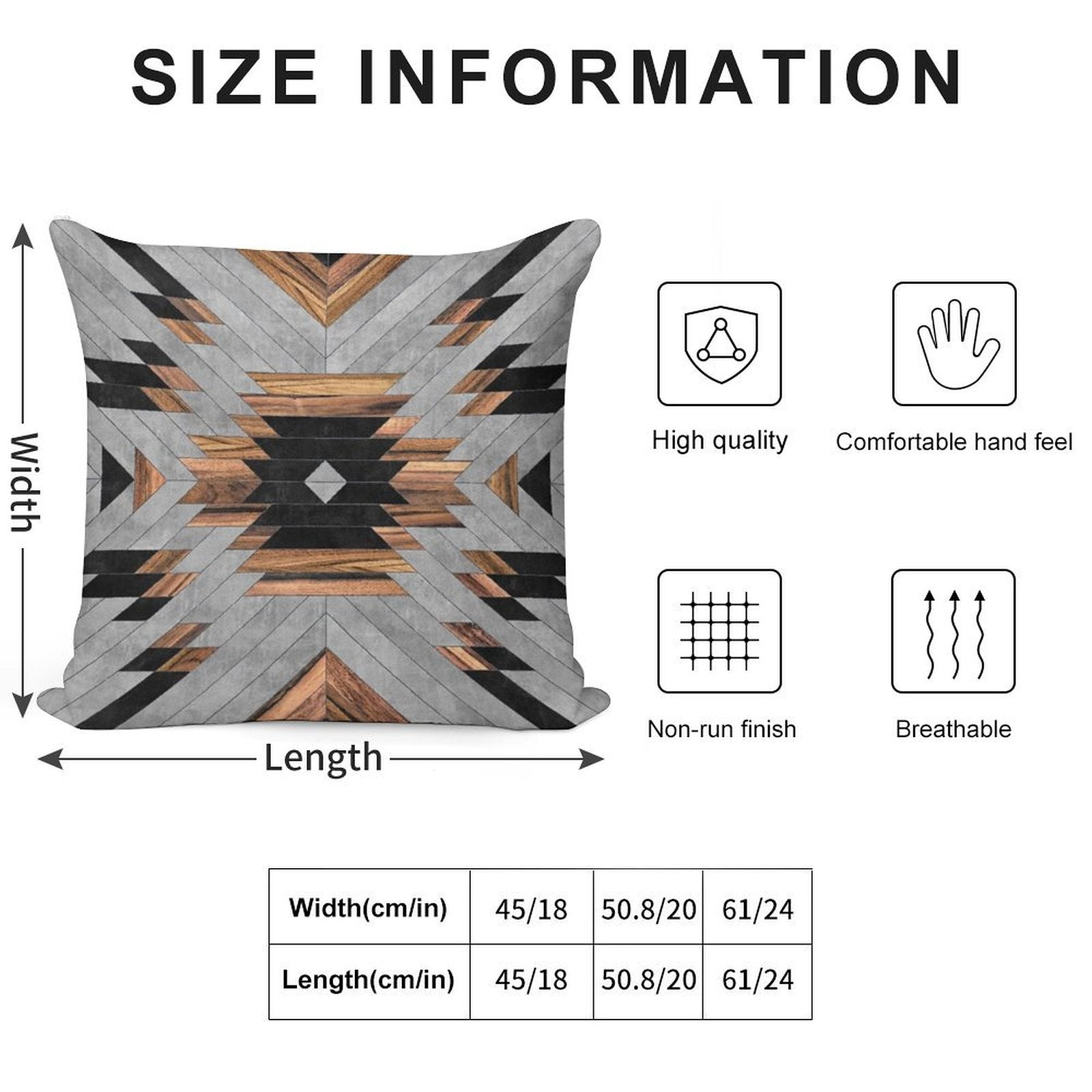 Urban Tribal Pattern No.6 - Aztec - Concrete And Wood Soft High-Density Material Throw Pillow