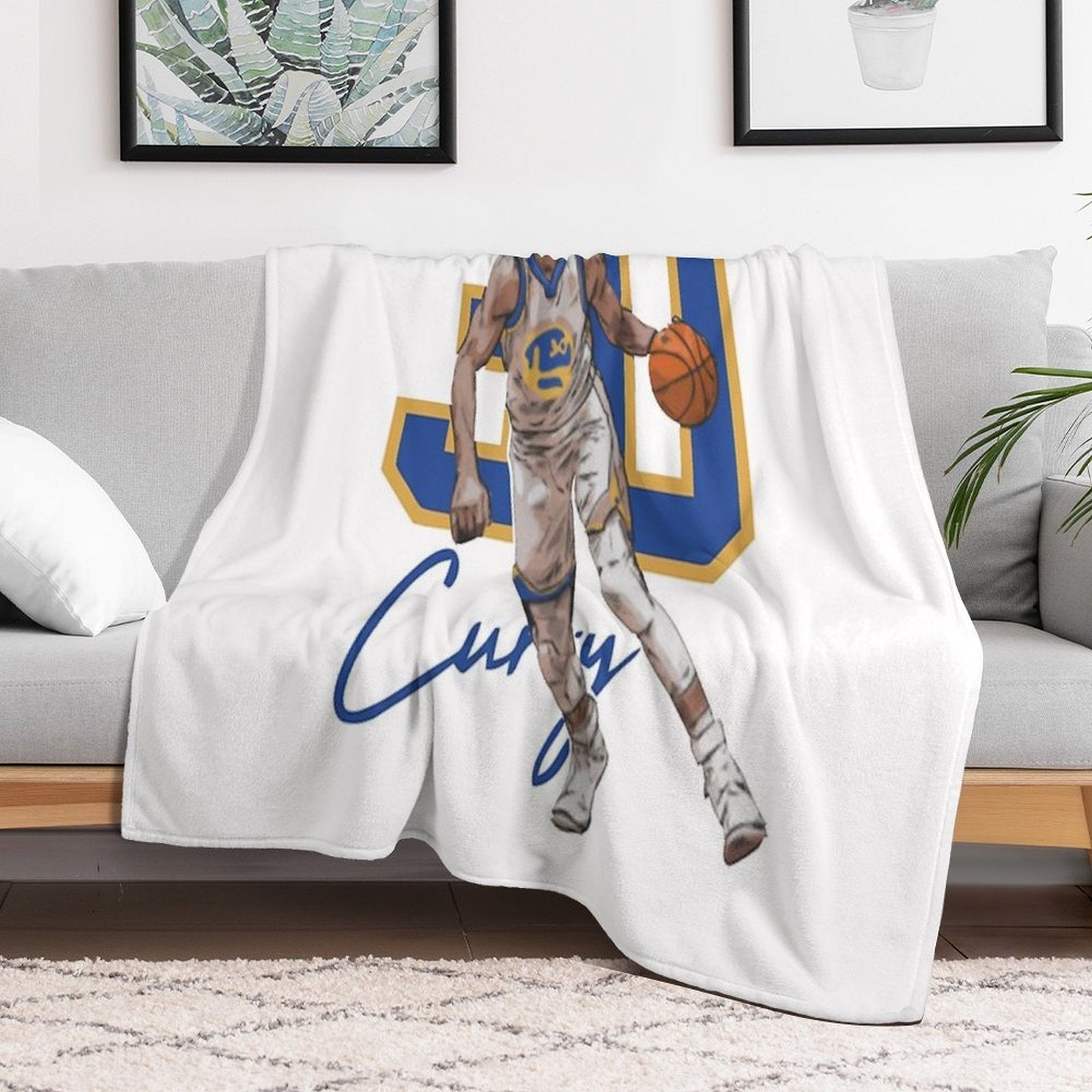 Stephen Curry Golden State Basketball Illustration Eco-conscious Throw Blanket