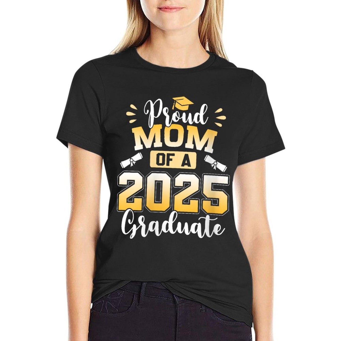 Womens Proud Mom Of A 2025 Graduate  Oversized Silhouette T-Shirt