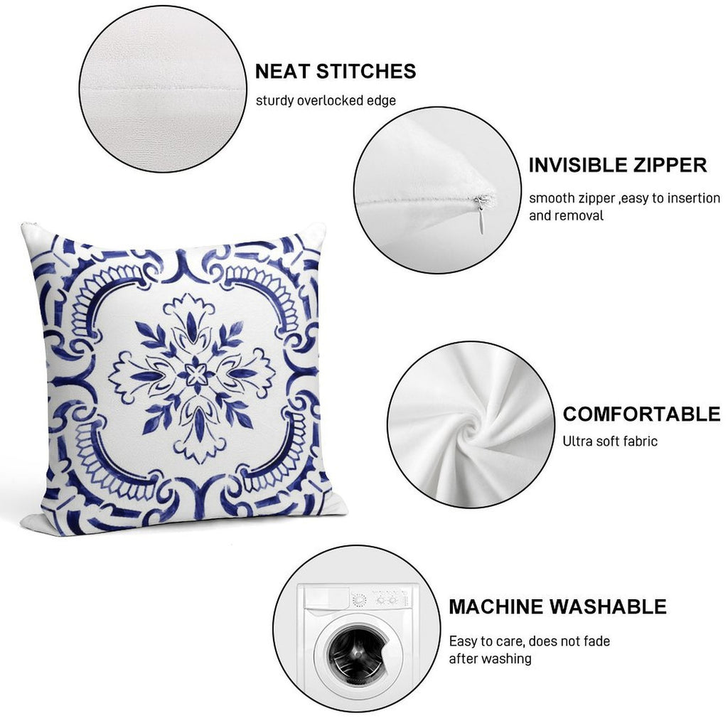 Portuguese Tile - Exclusive Design Soft Anti-Pilling Throw Pillow